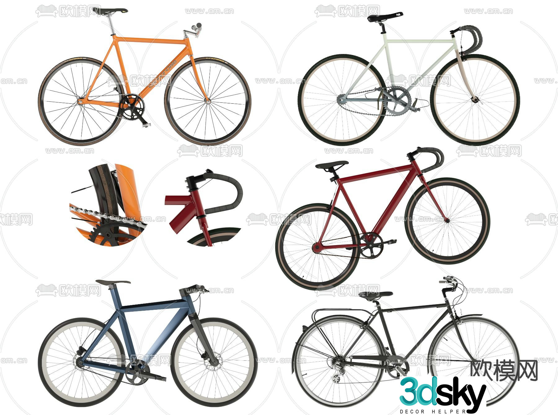 bicycle road bike mountain bike 3d model