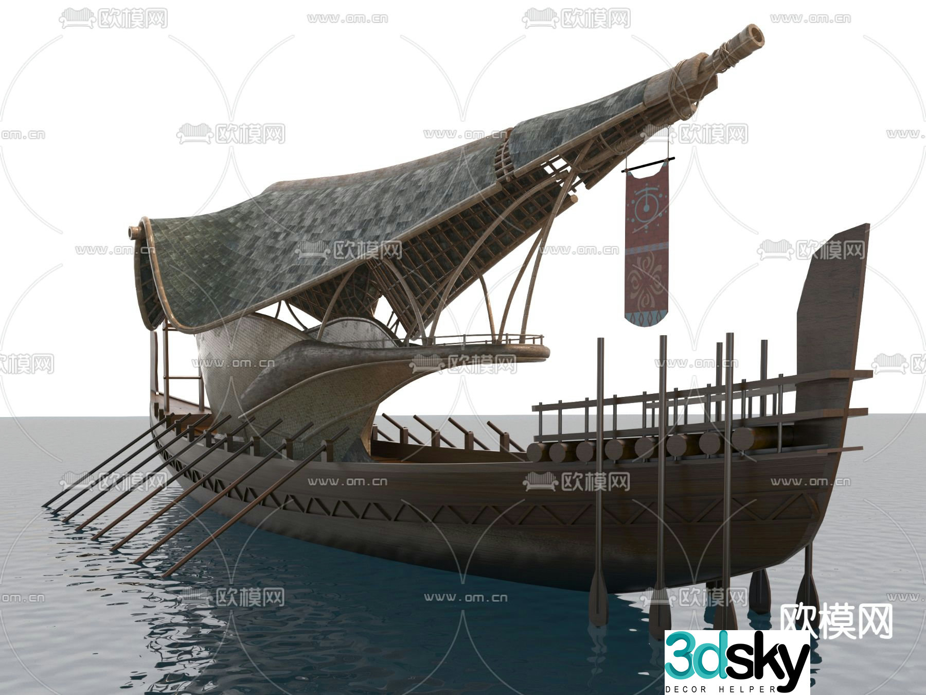 sailing ship pirate ship wooden ship 3d model