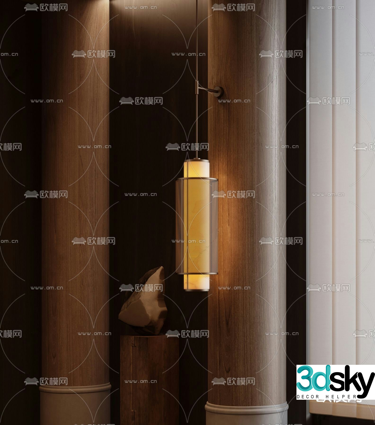 New Chinese style wall lamp marble wall lamp 3d model
