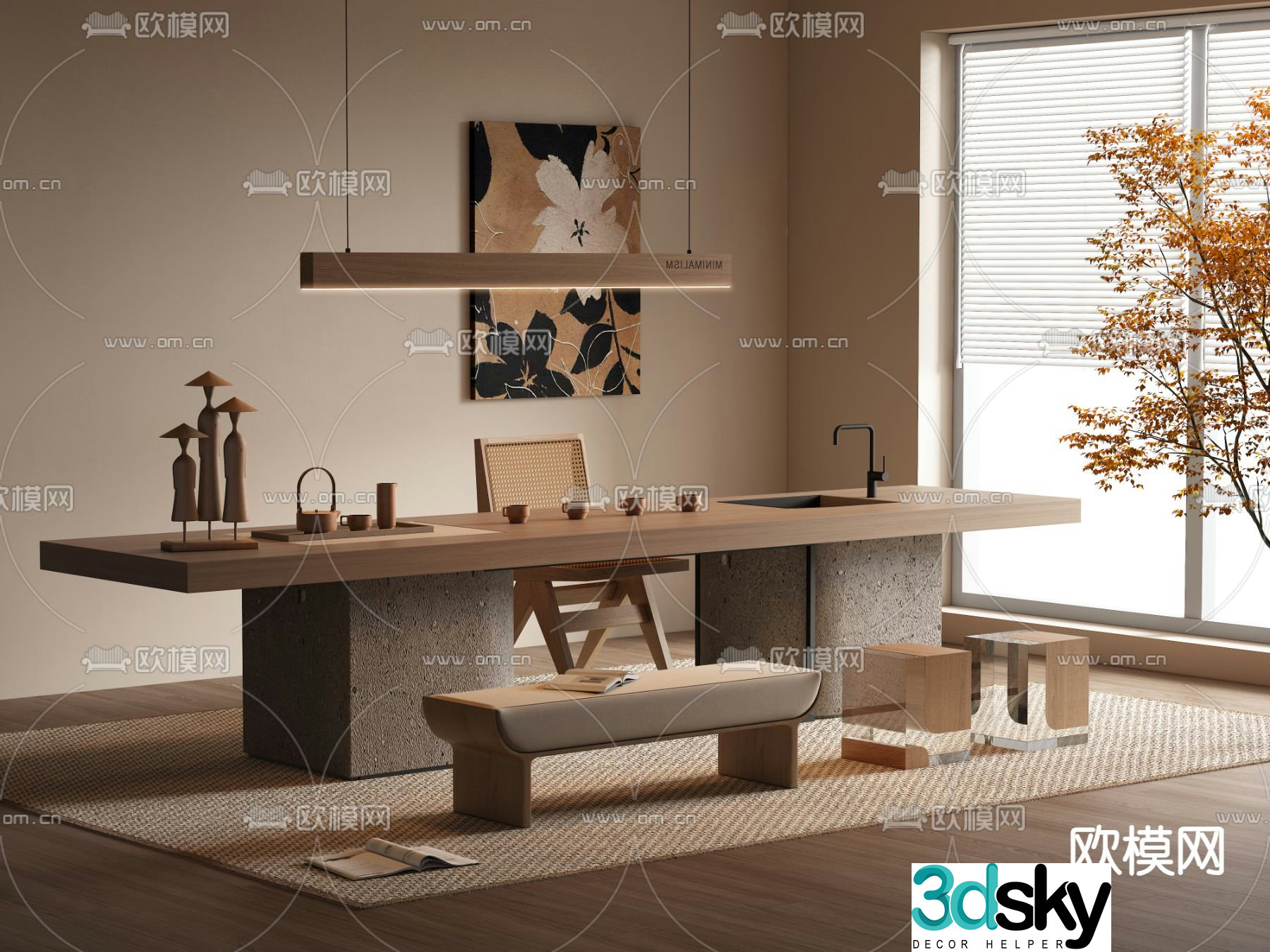 Wabi-sabi tea table tea table 3d model