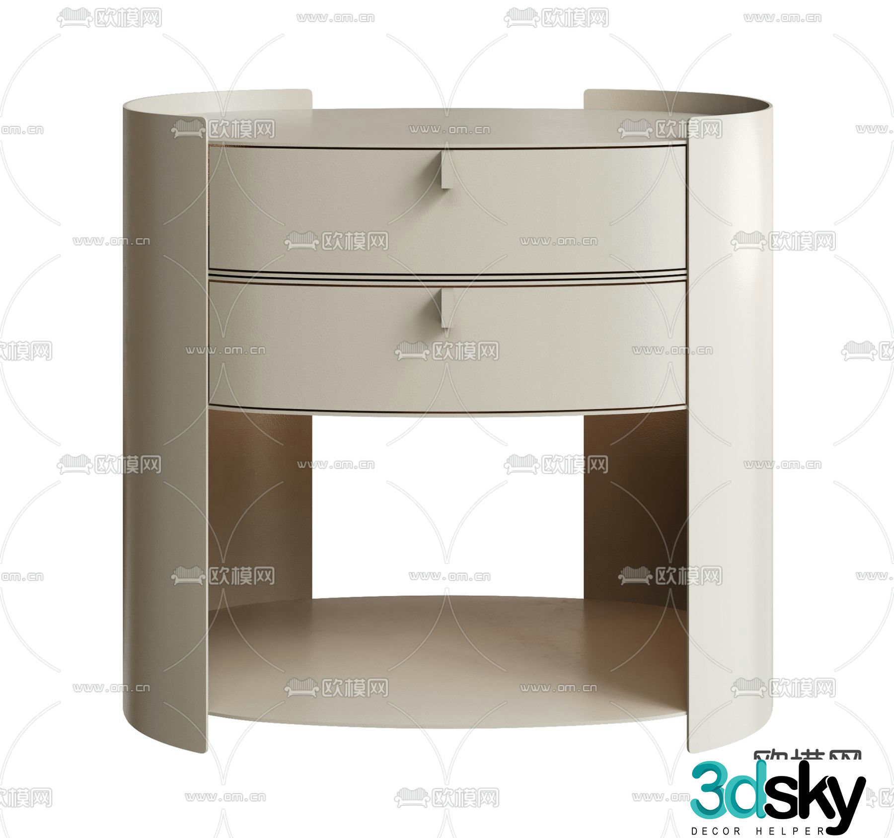 Cream style bedside table 3d model