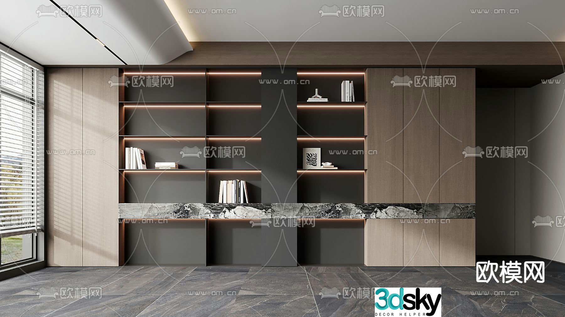 Modern decorative cabinet bookcase 3d model