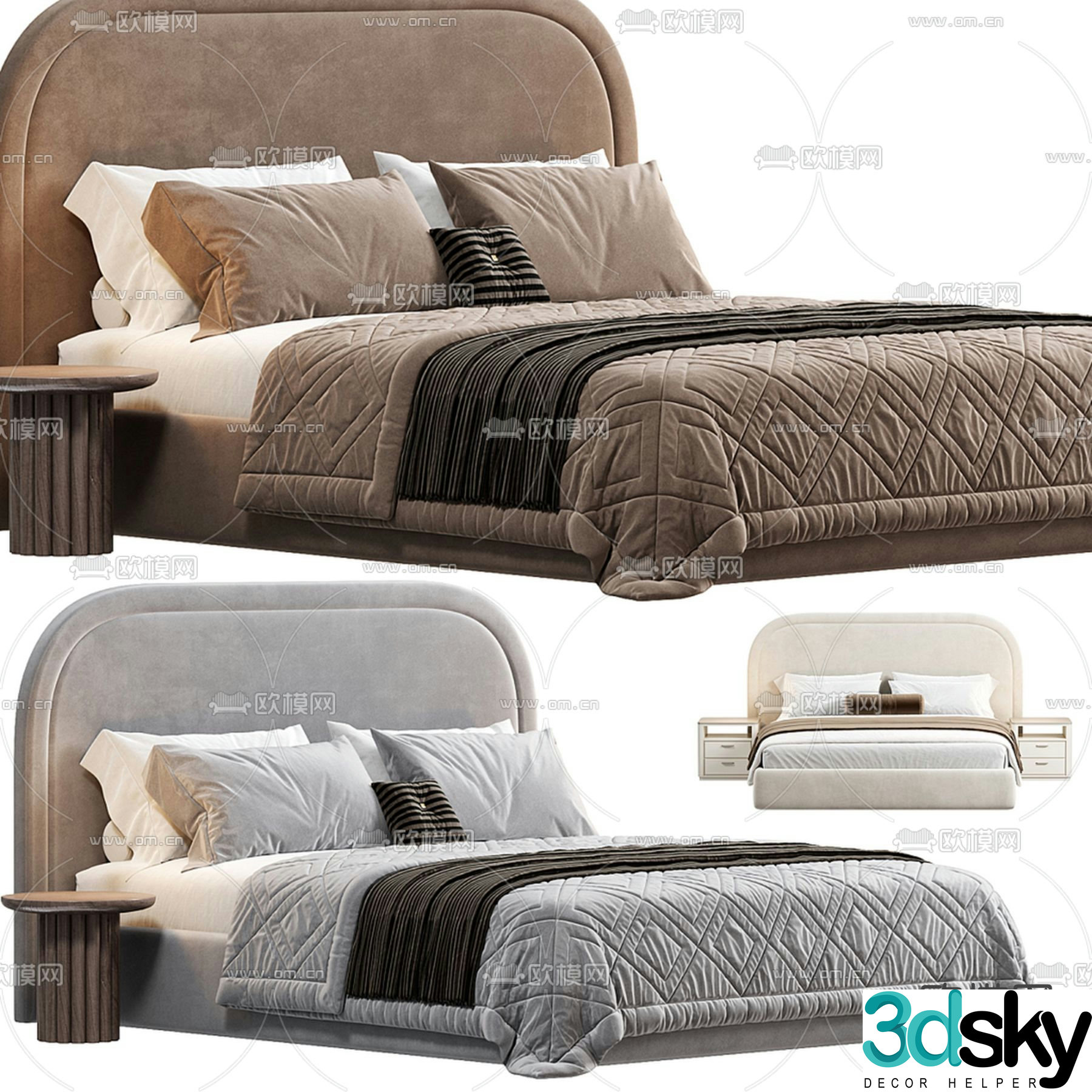 Modern double bed 3d model