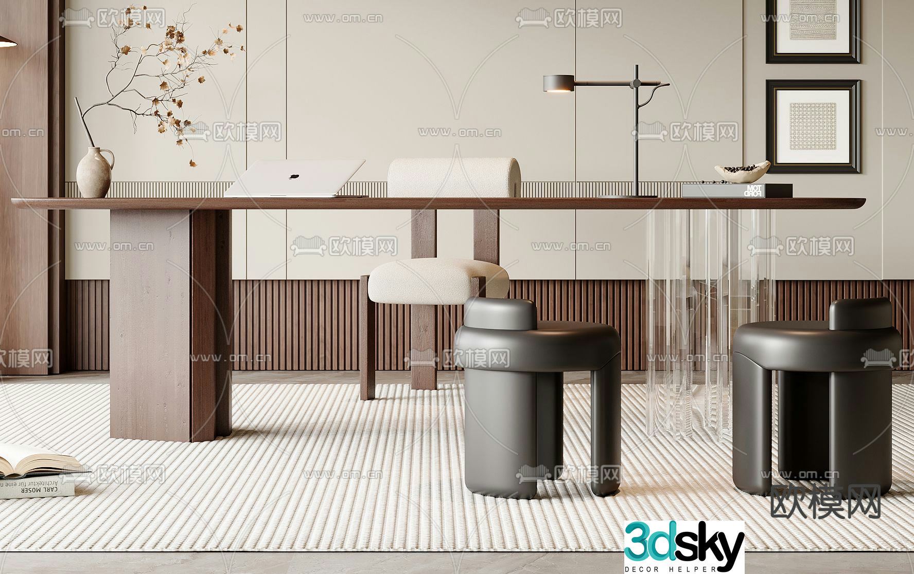 Medieval style desk writing desk computer desk 3d model
