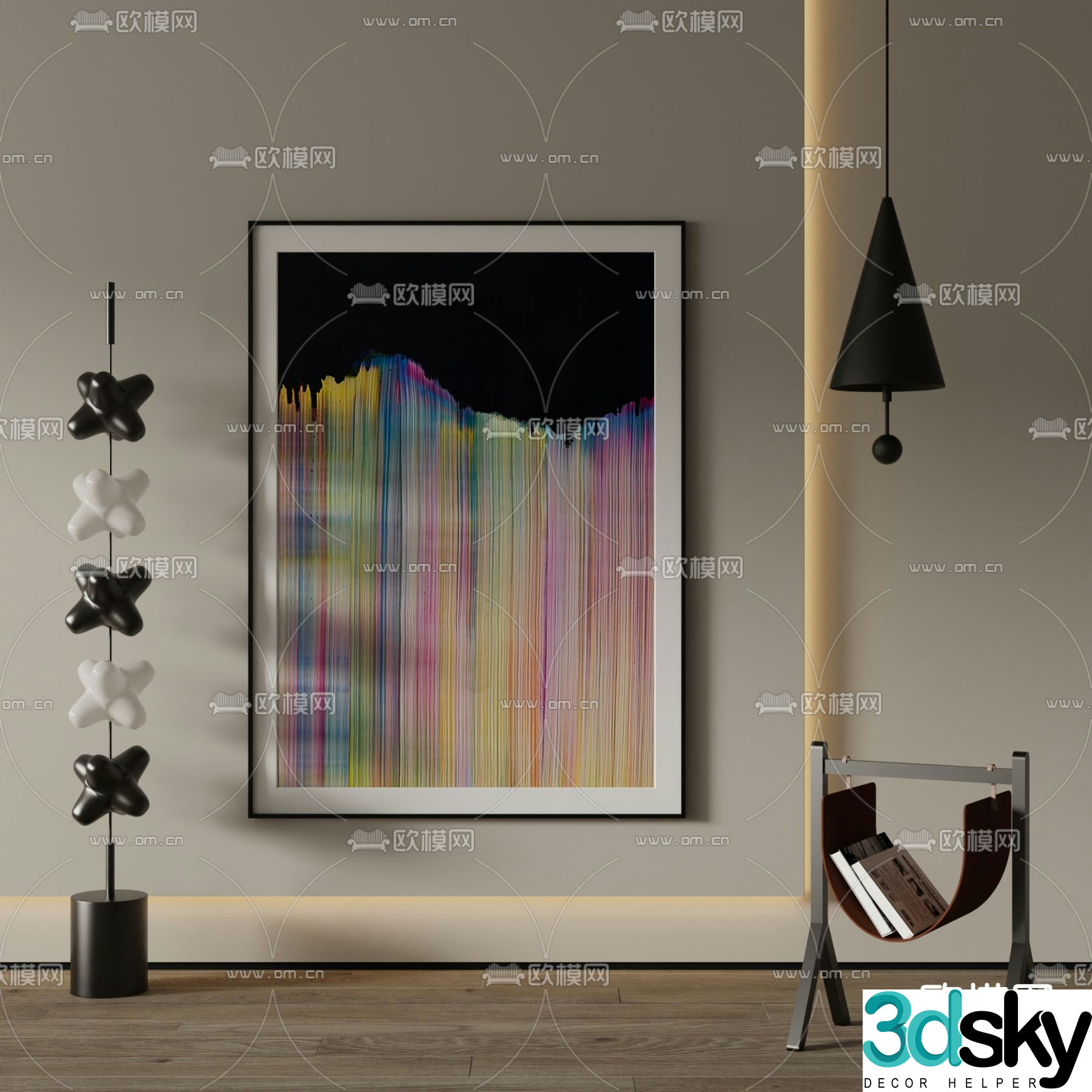 Modern decorative painting Abstract painting Art hanging painting 3d model