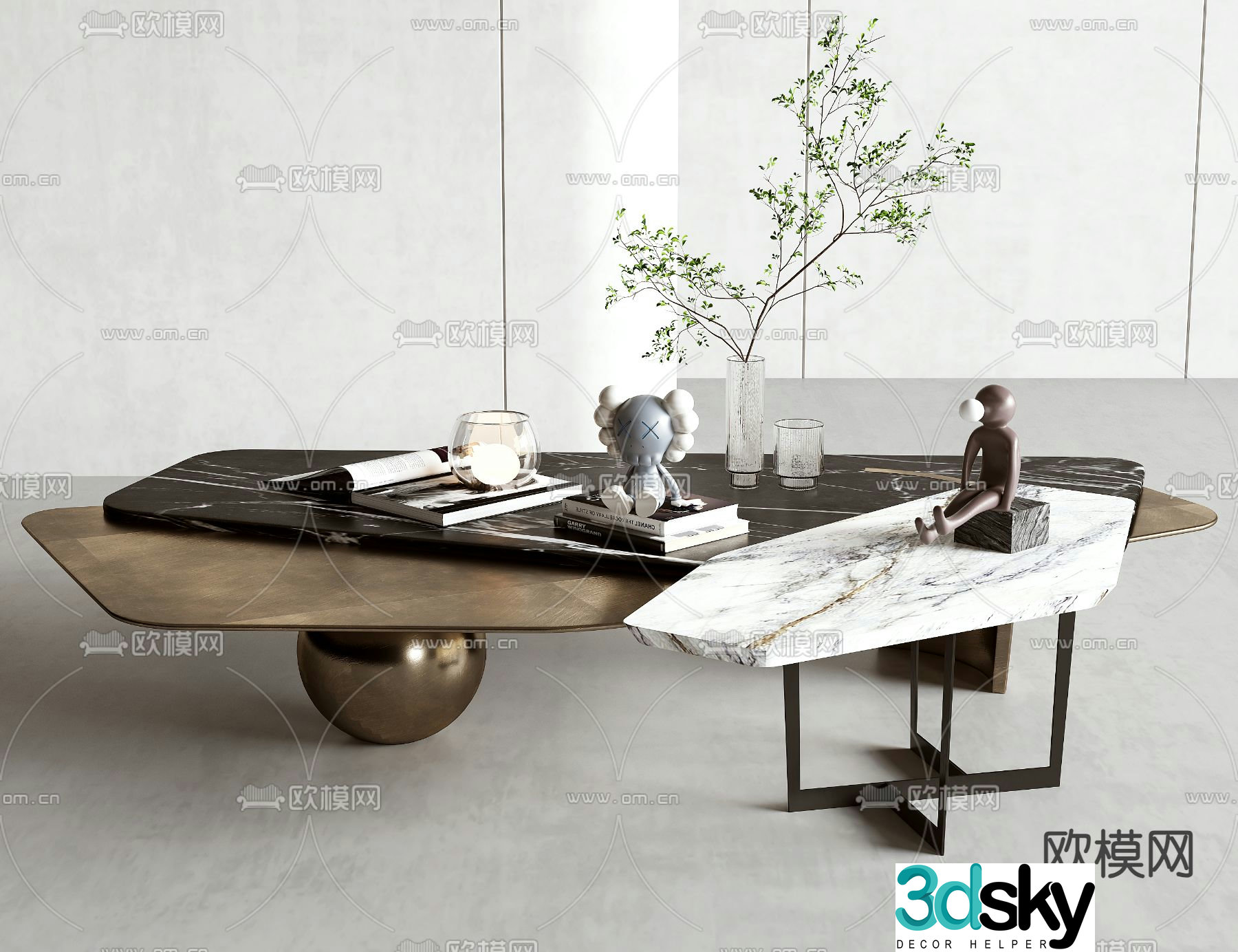 Light luxury coffee table combination coffee table 3D model