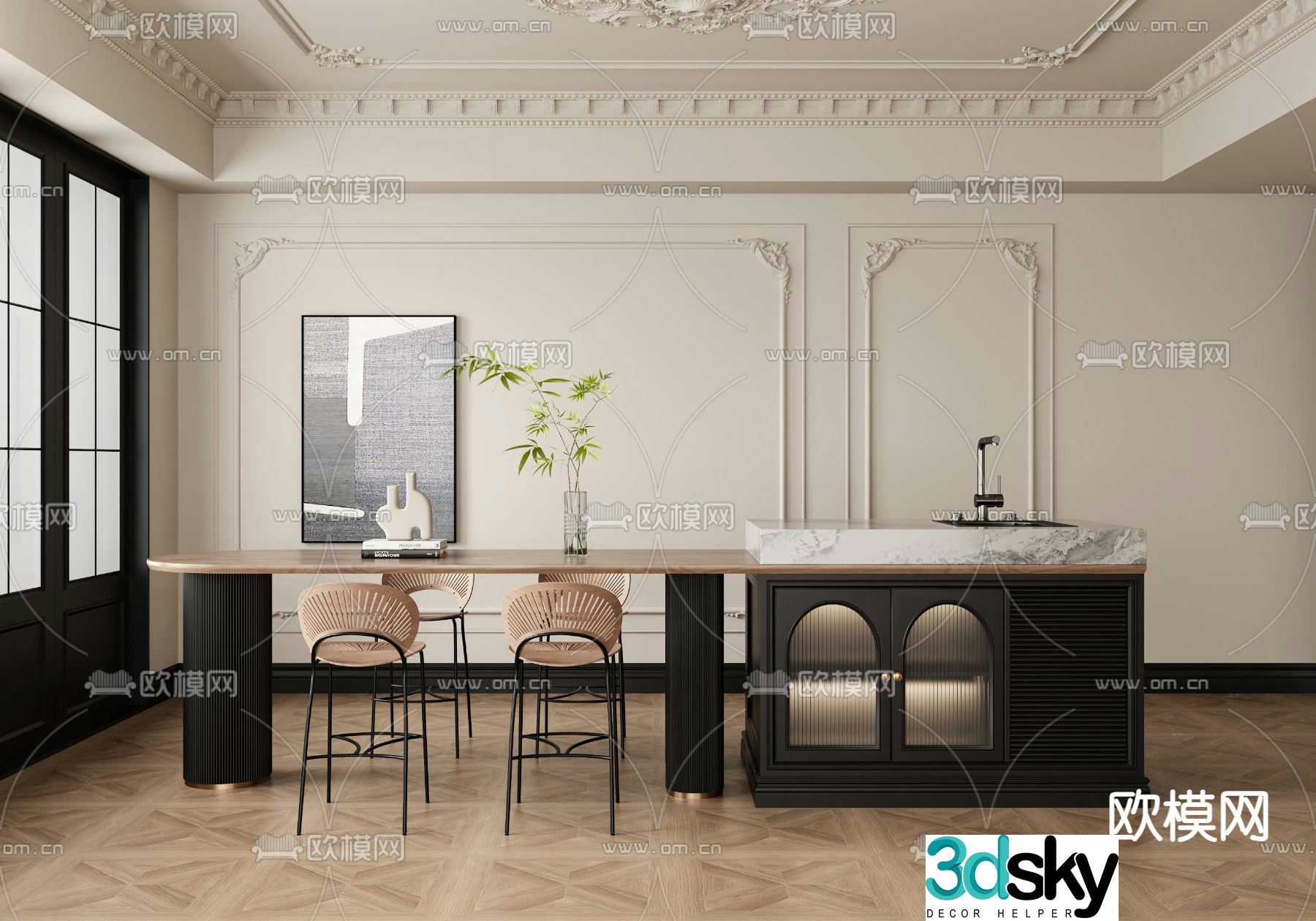 Medieval style bar island bar 3D model
