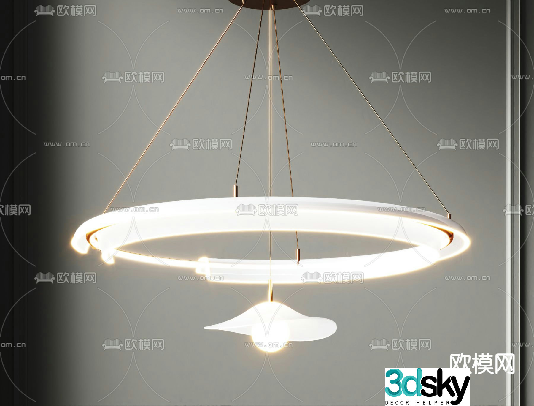 Ring chandelier hall chandelier 3d model