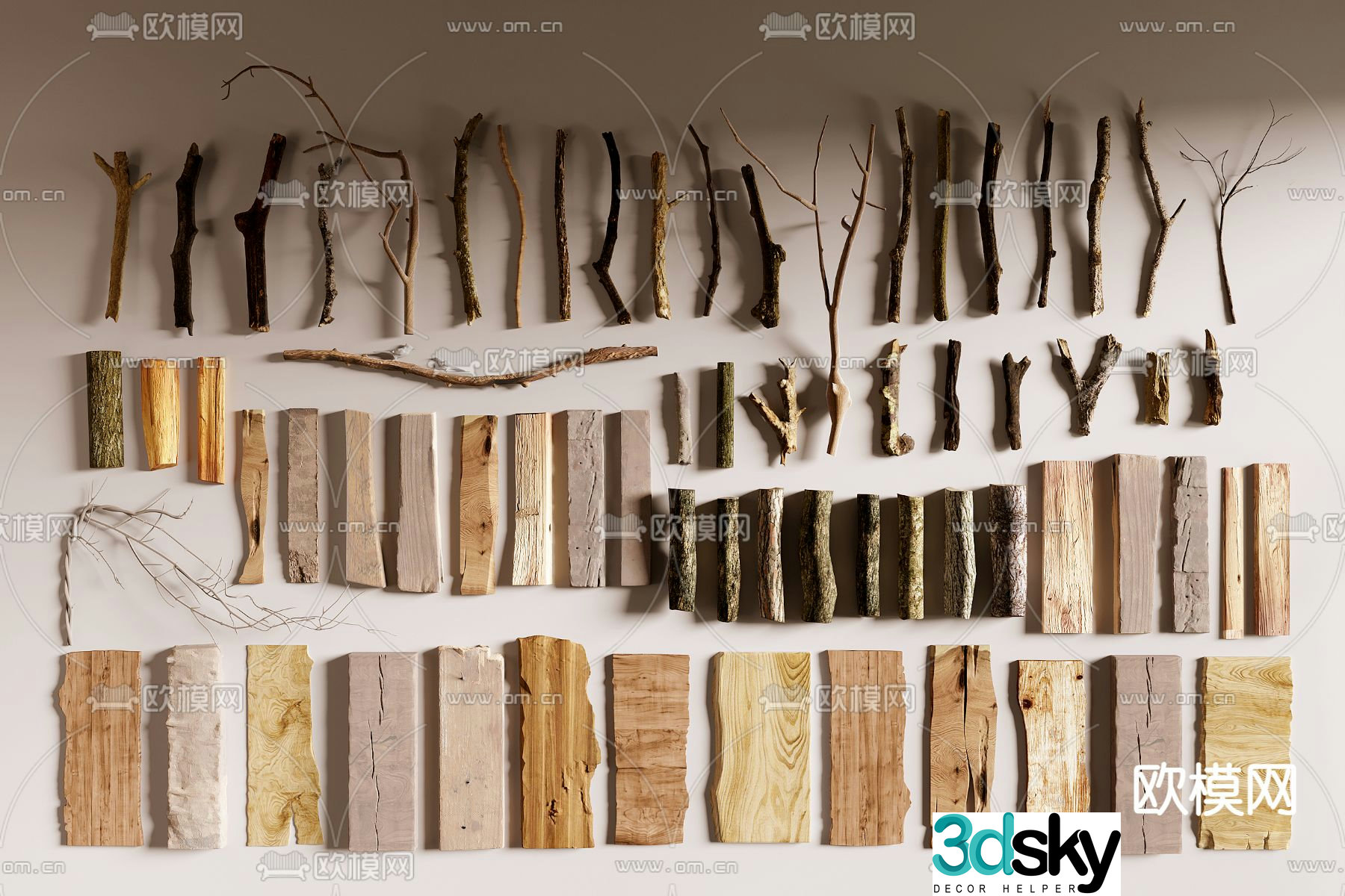 old wood old planks wooden blocks wooden strips 3d model