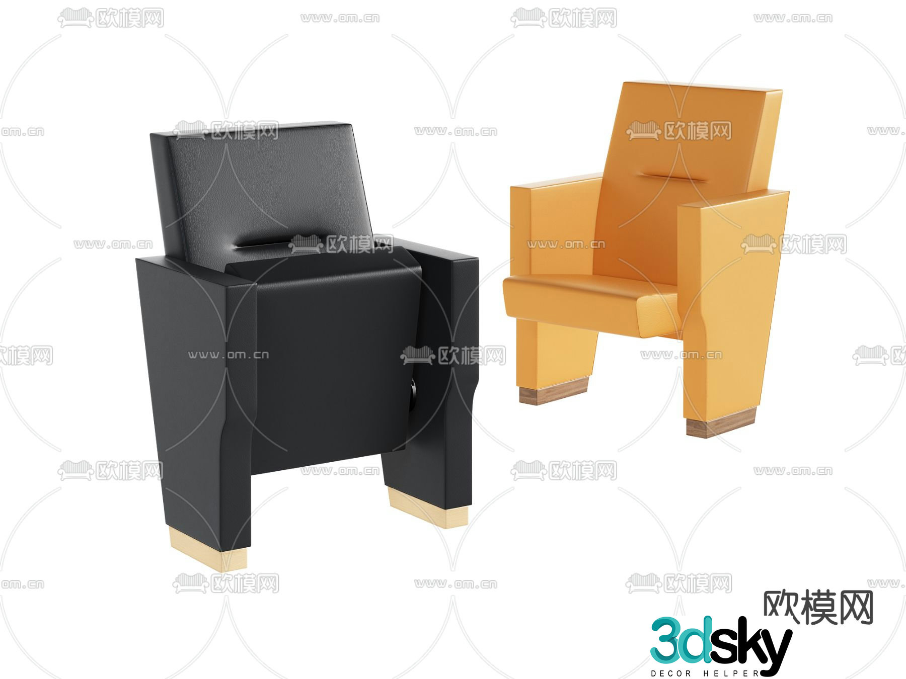 Cinema chair Public chair Folding chair 3d model