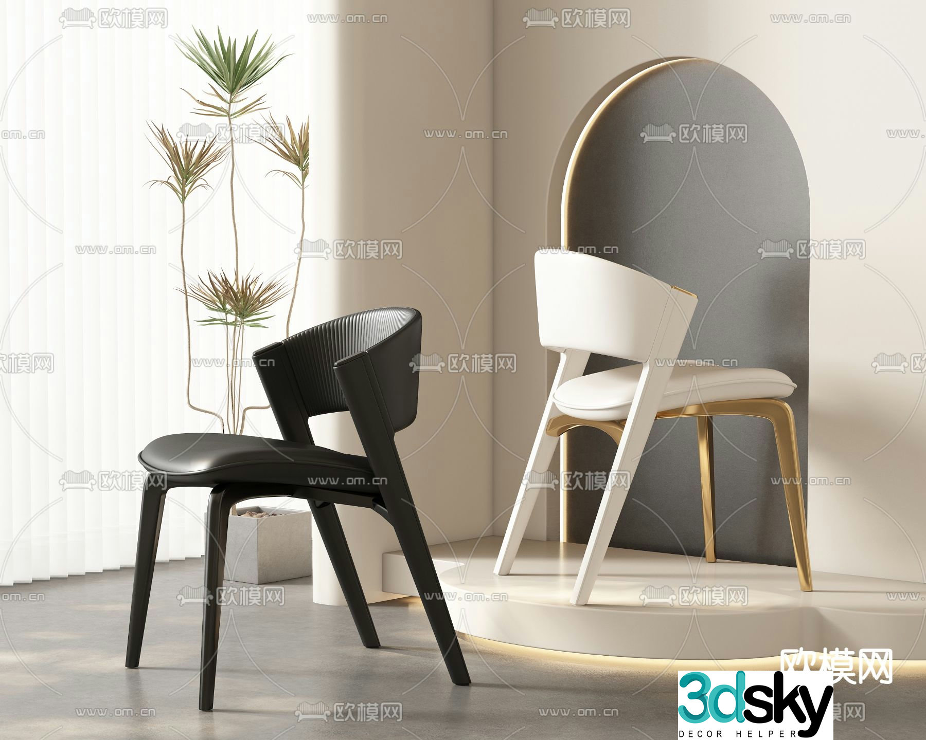 leather chair dining chair 3d model