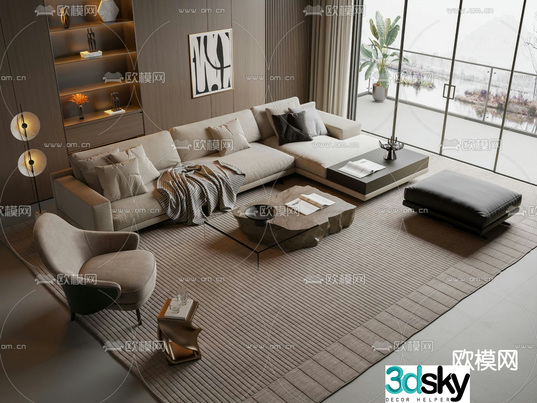 Modern sectional sofa 3d model