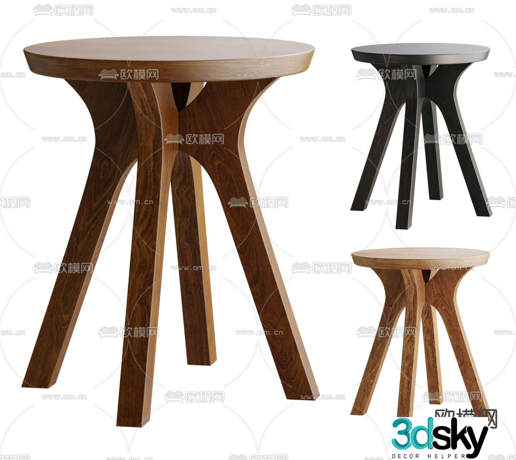 Hay Wasabi Stool Low Stool Round Stool Wooden Stool 3D Model