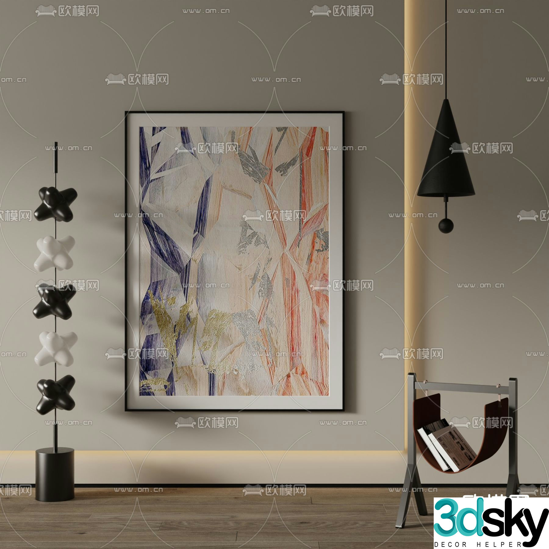 Modern decorative painting hanging painting 3d model