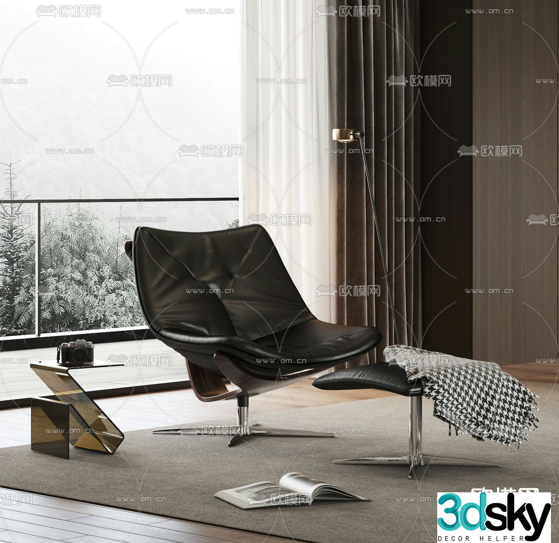 Modern leisure chair lounge chair single chair 3d model