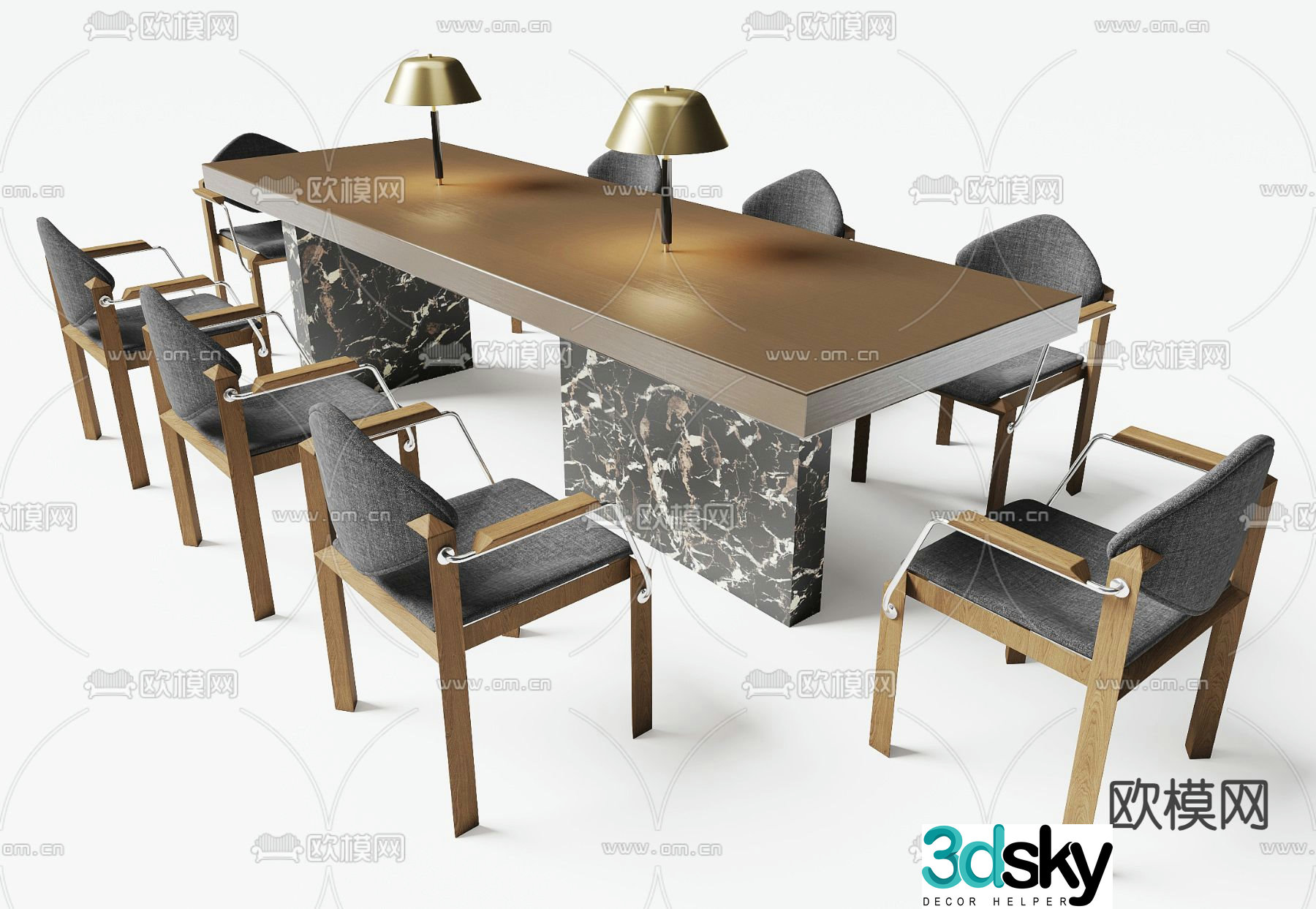 Light luxury conference table conference table 3d model