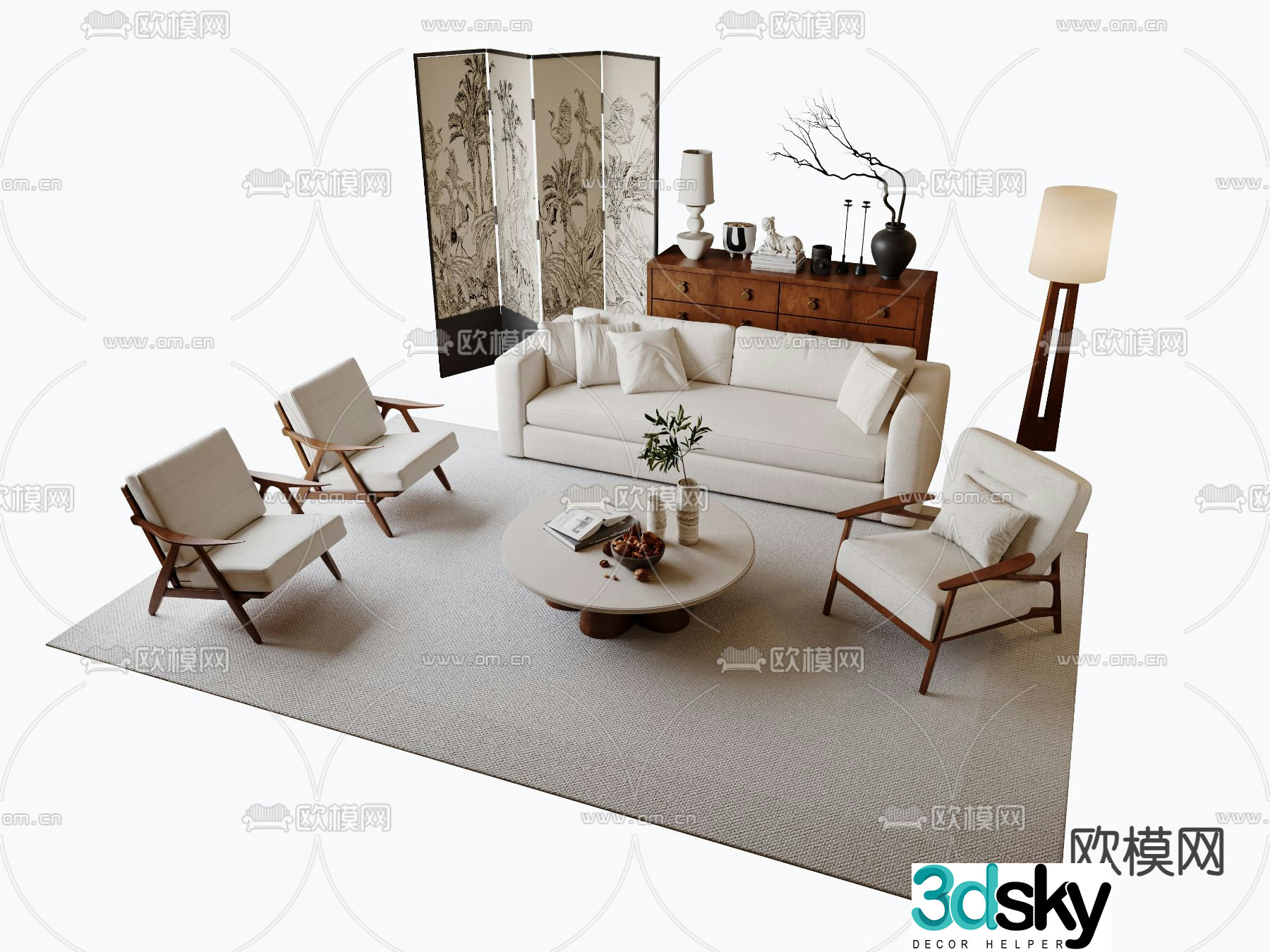 Medieval style modular sofa 3D model