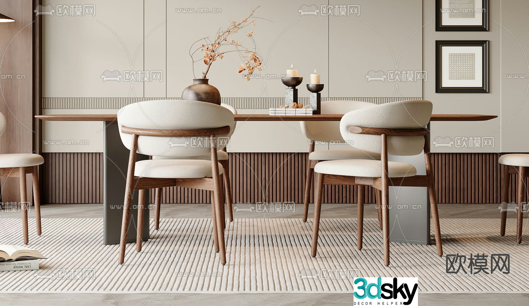 New Chinese style dining table rectangular dining table 3d model