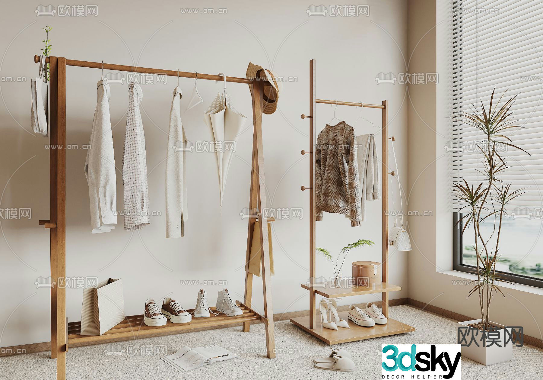 Clothes rack coat rack 3d model