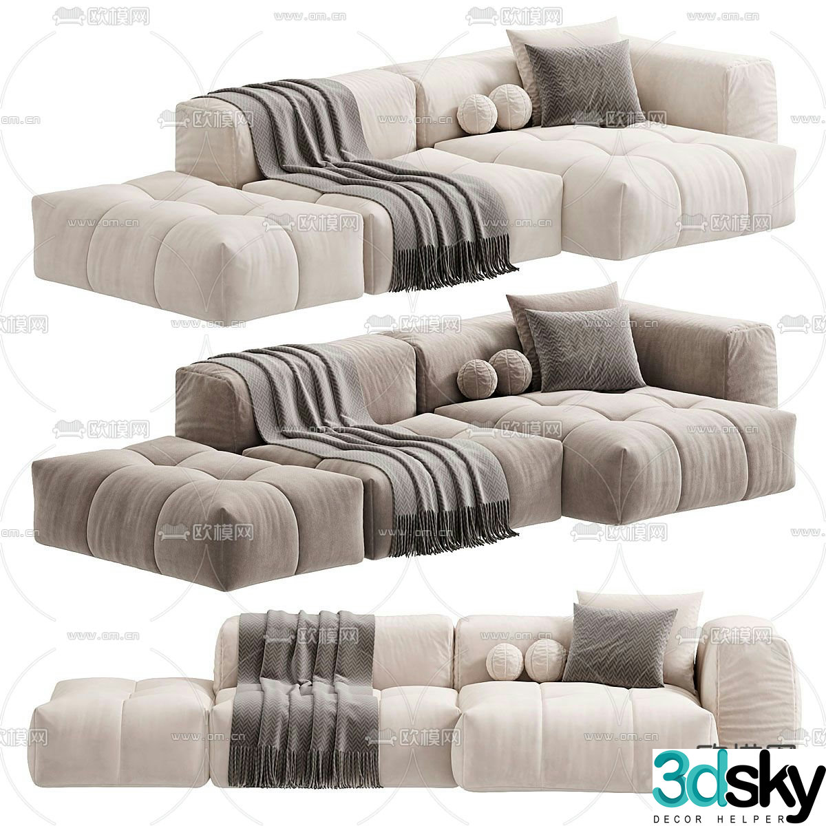 Modern multi-seater sofa 3d model