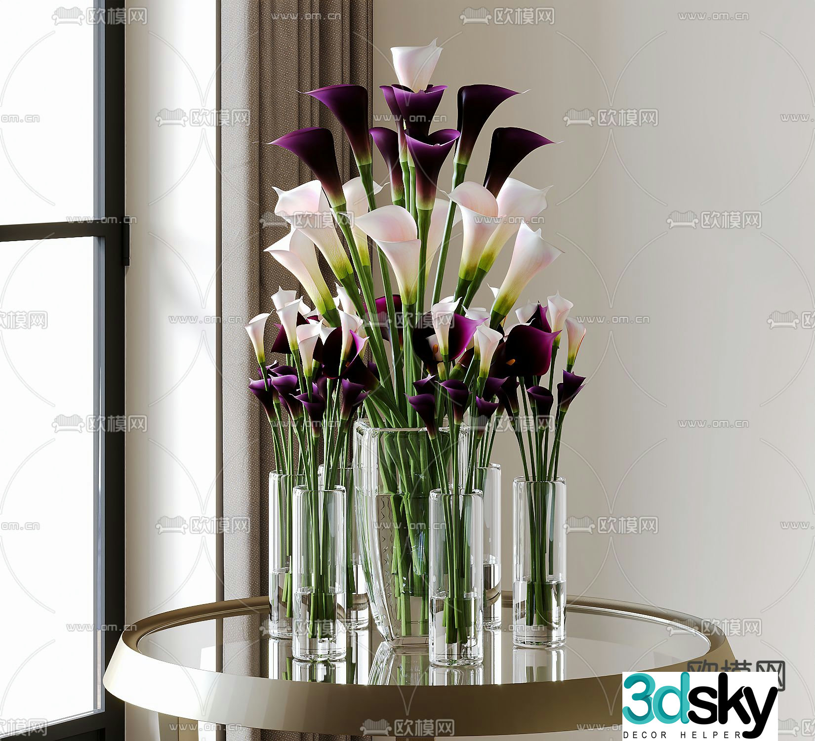 Aquatic plants hydroponic flowers 3D model
