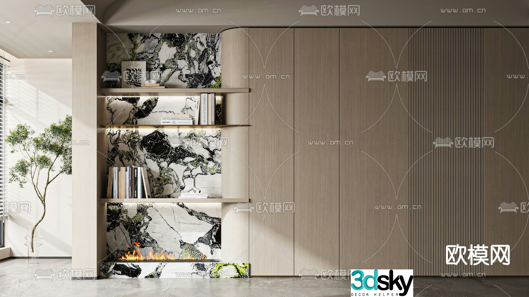 Modern decorative cabinet background wall 3d model