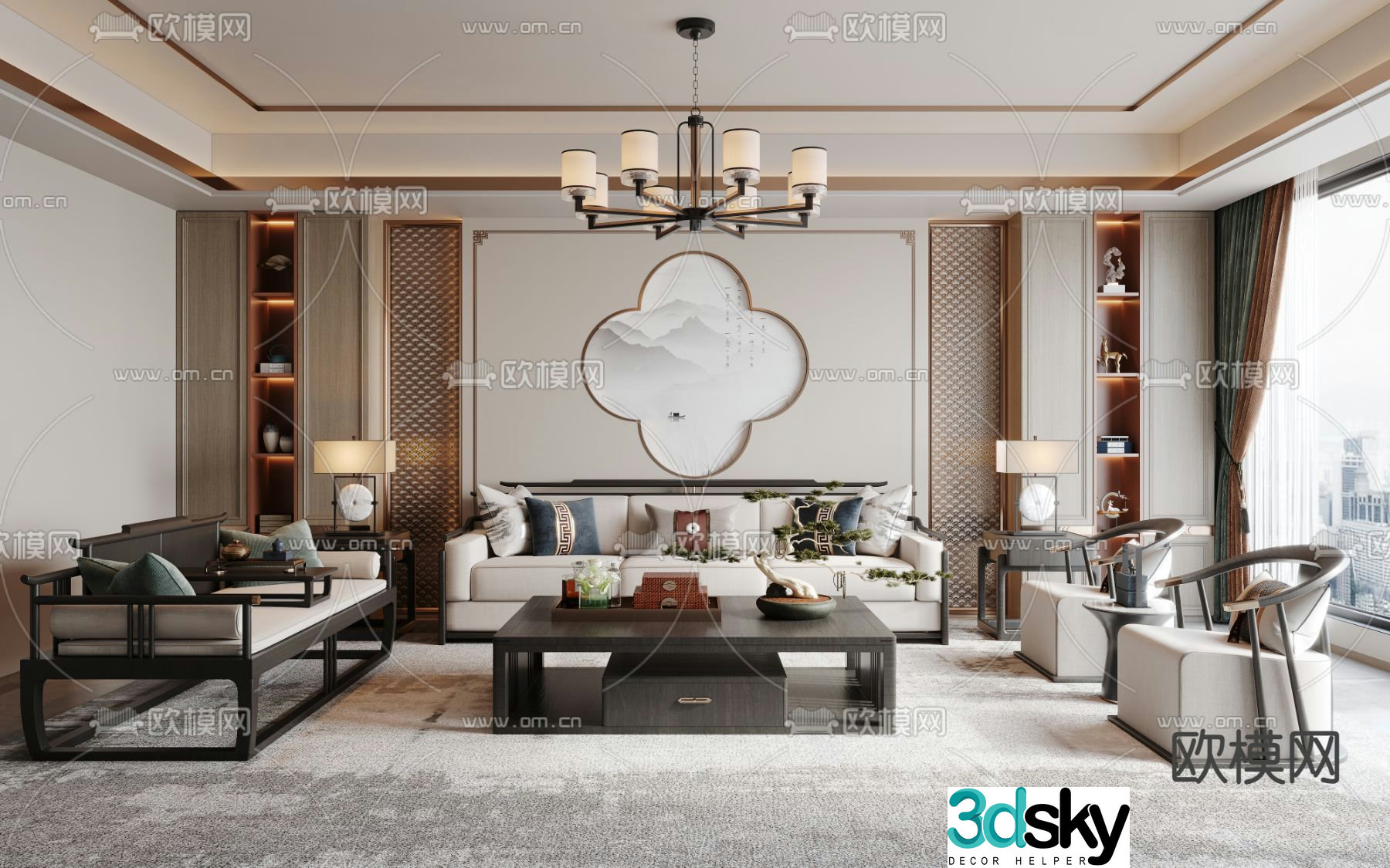 New Chinese living room 3D model