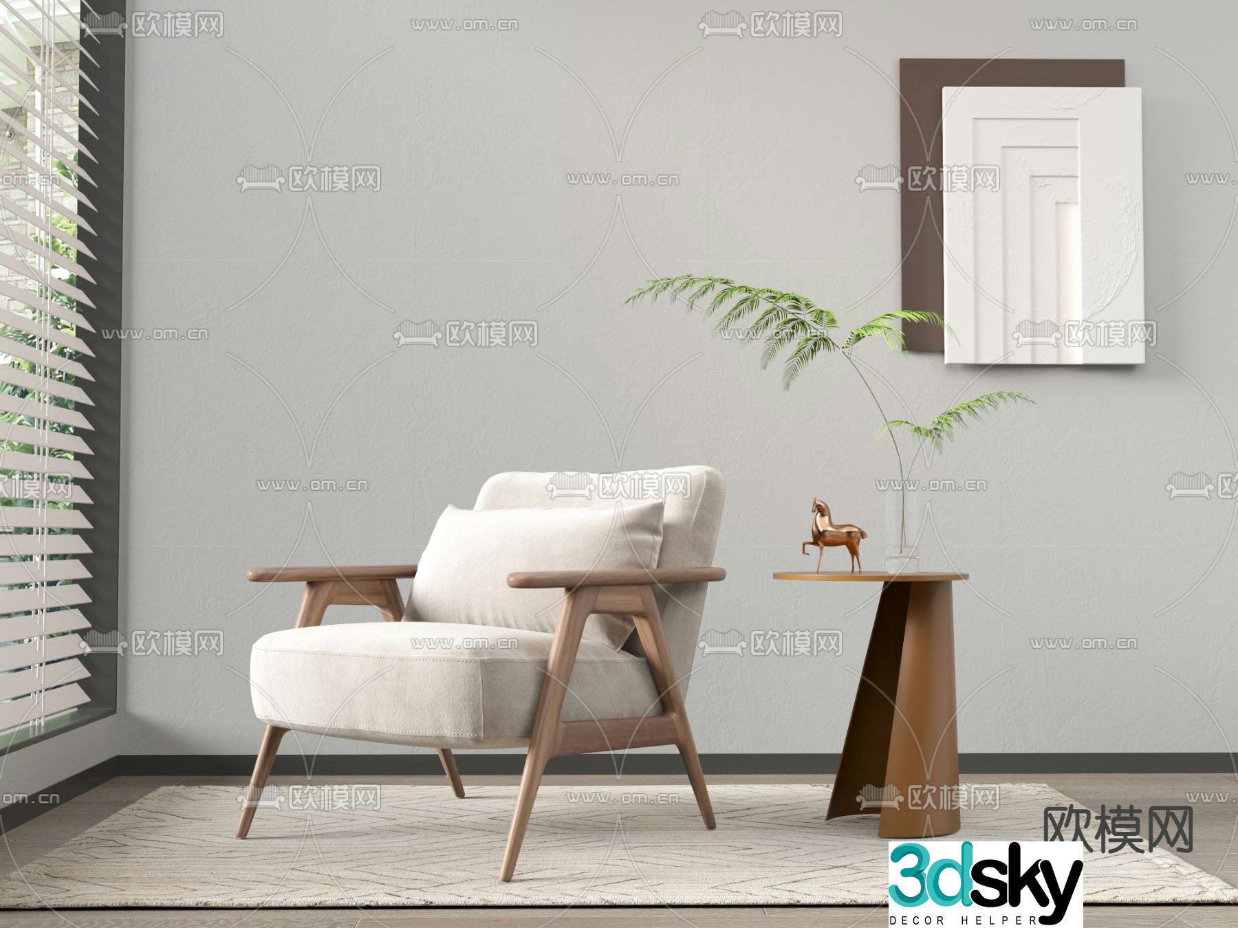 Japanese single chair seat 3d model