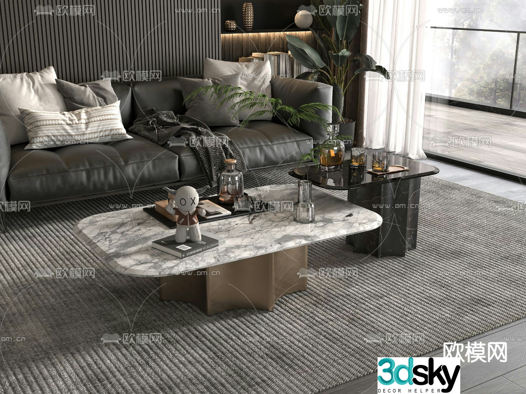 Mother and son coffee table marble coffee table 3d model