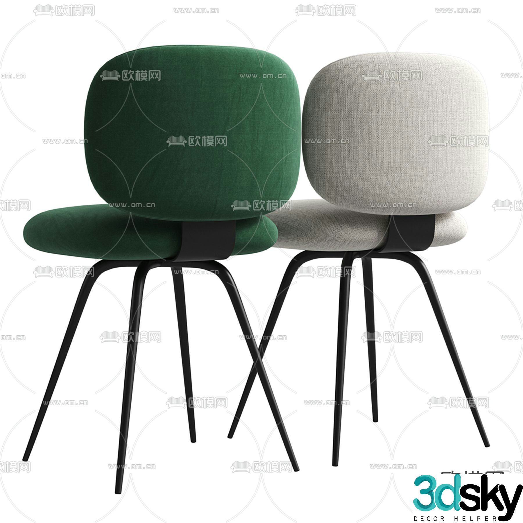 Modern chair single chair velvet chair 3d model