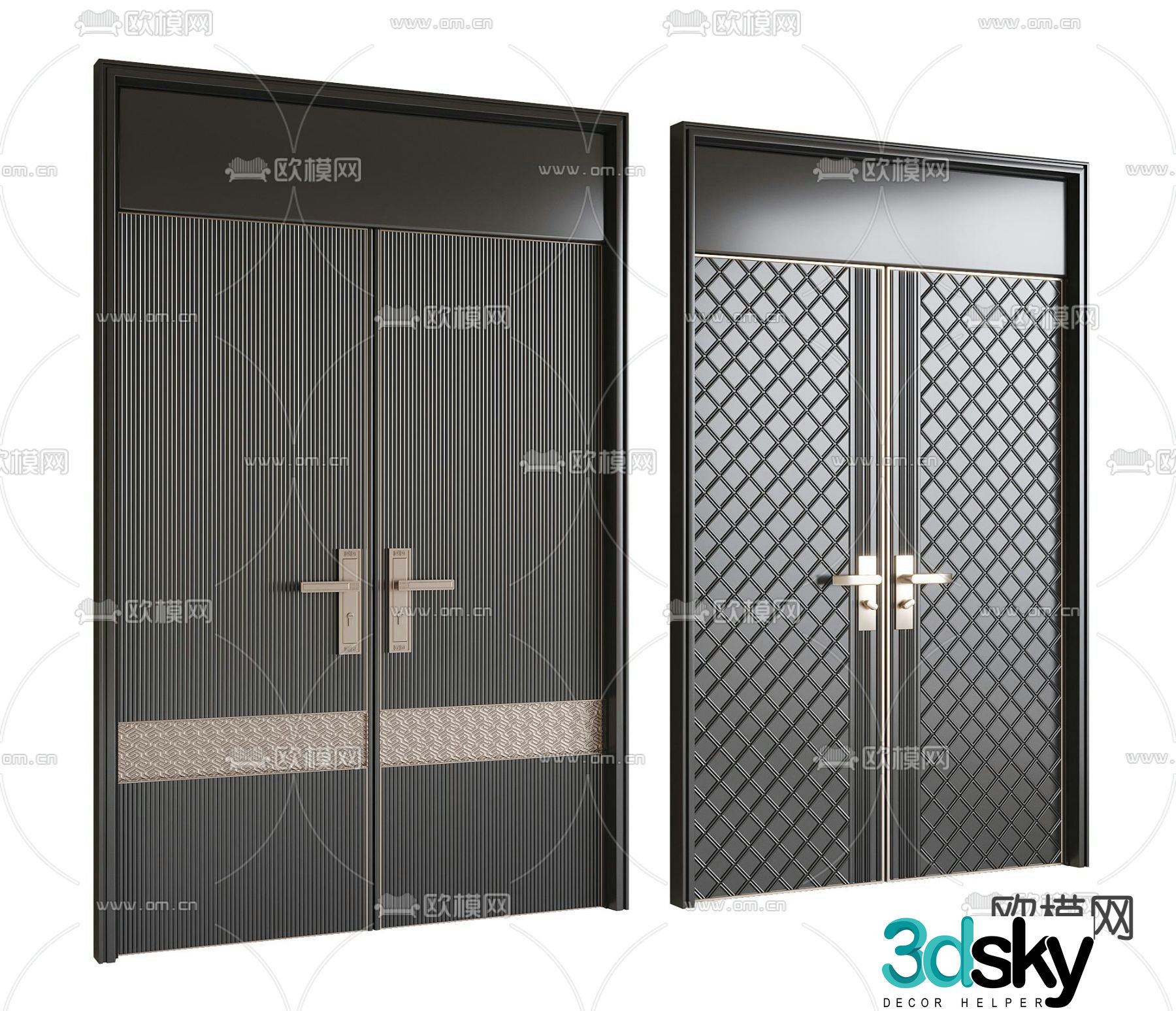 Entrance door security door double door 3d model