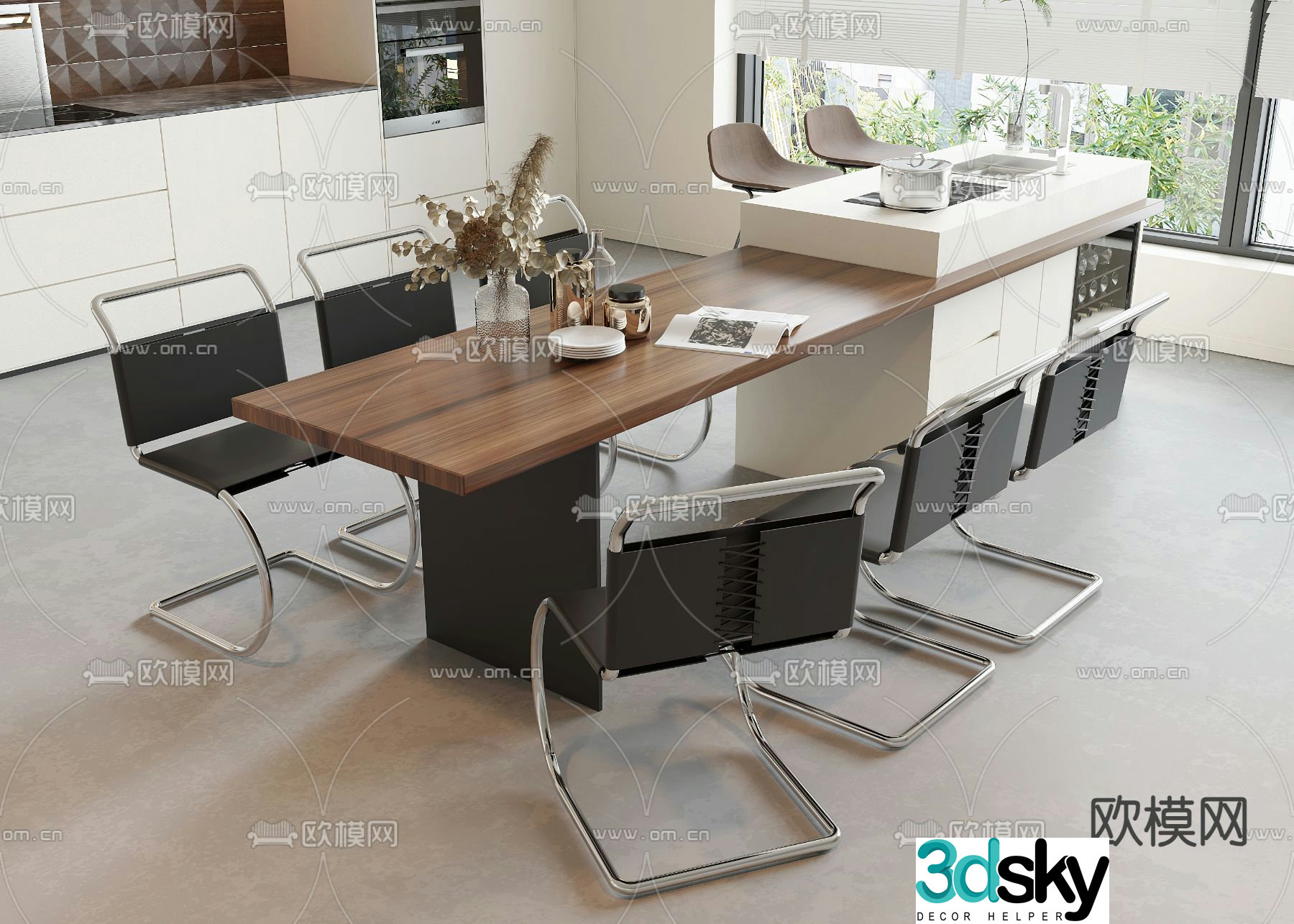3D model of Nakadao dining table and chair
