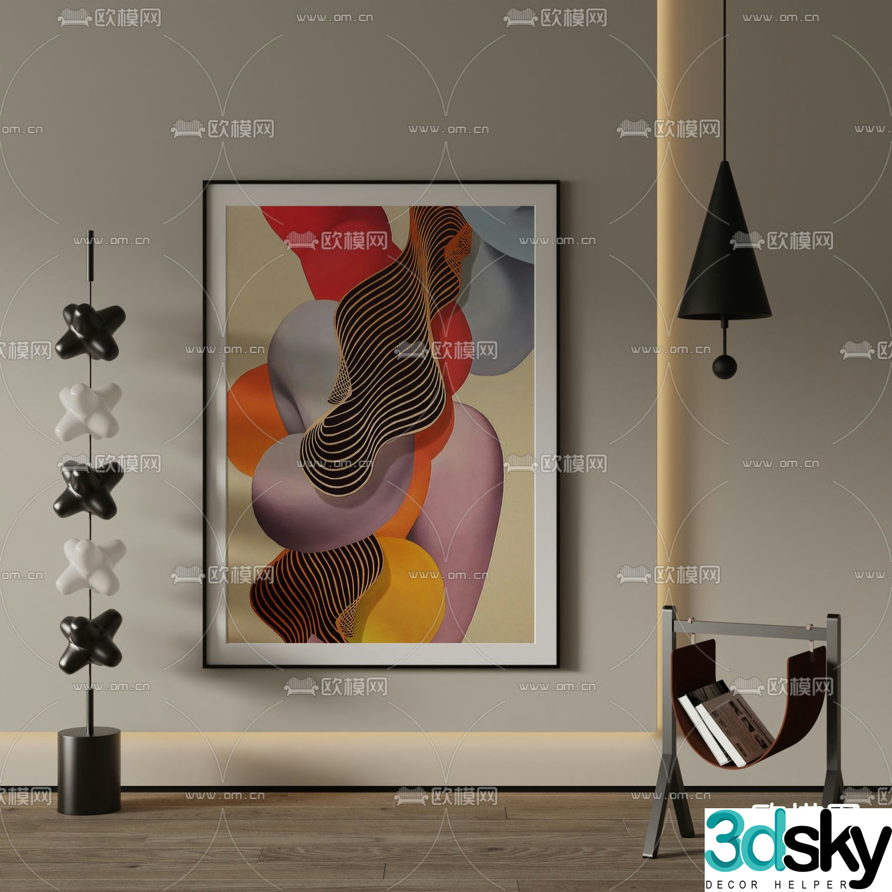 Modern decorative painting Abstract painting Art hanging painting 3d model
