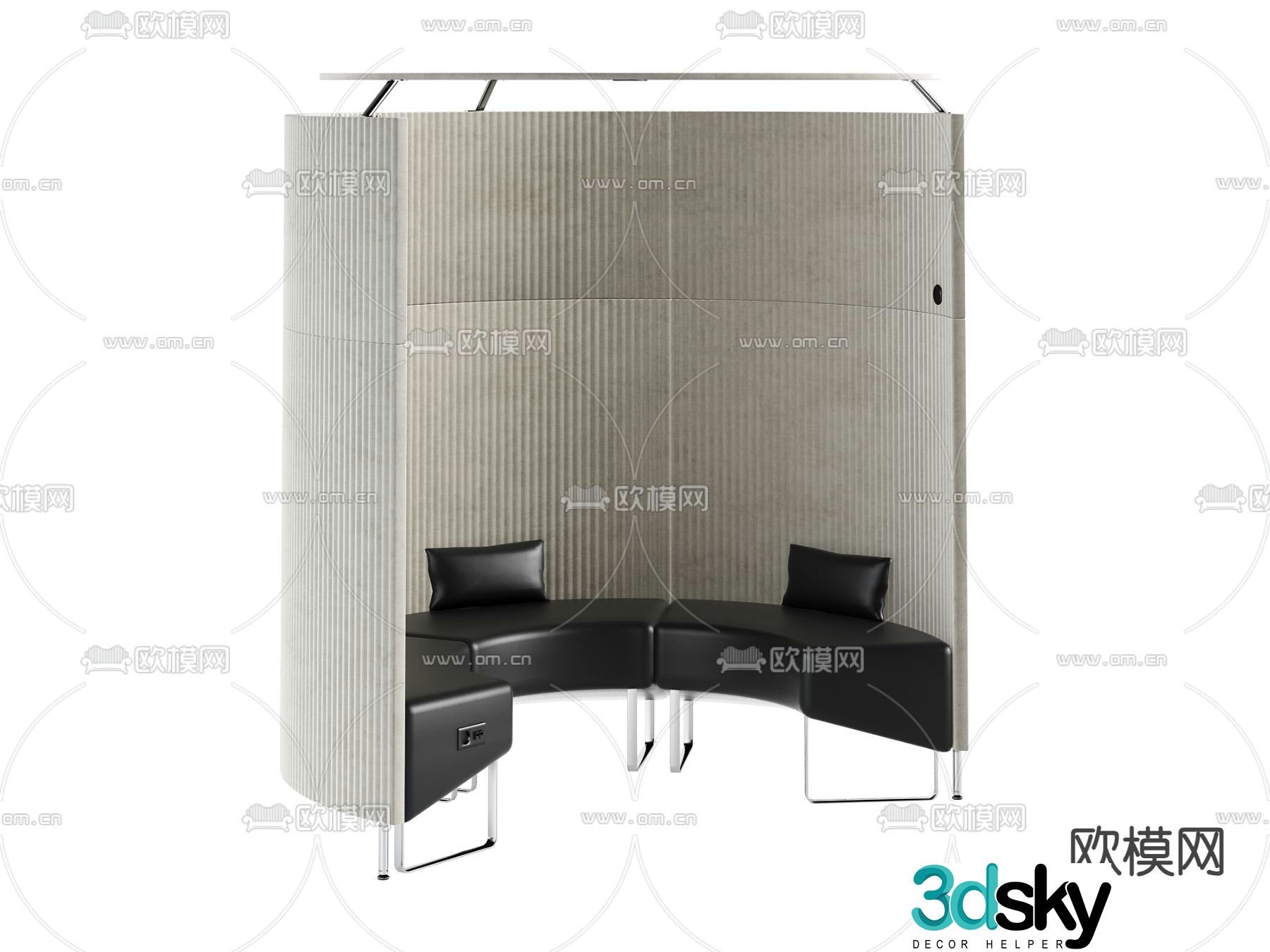 High back sofa curved sofa 3d model