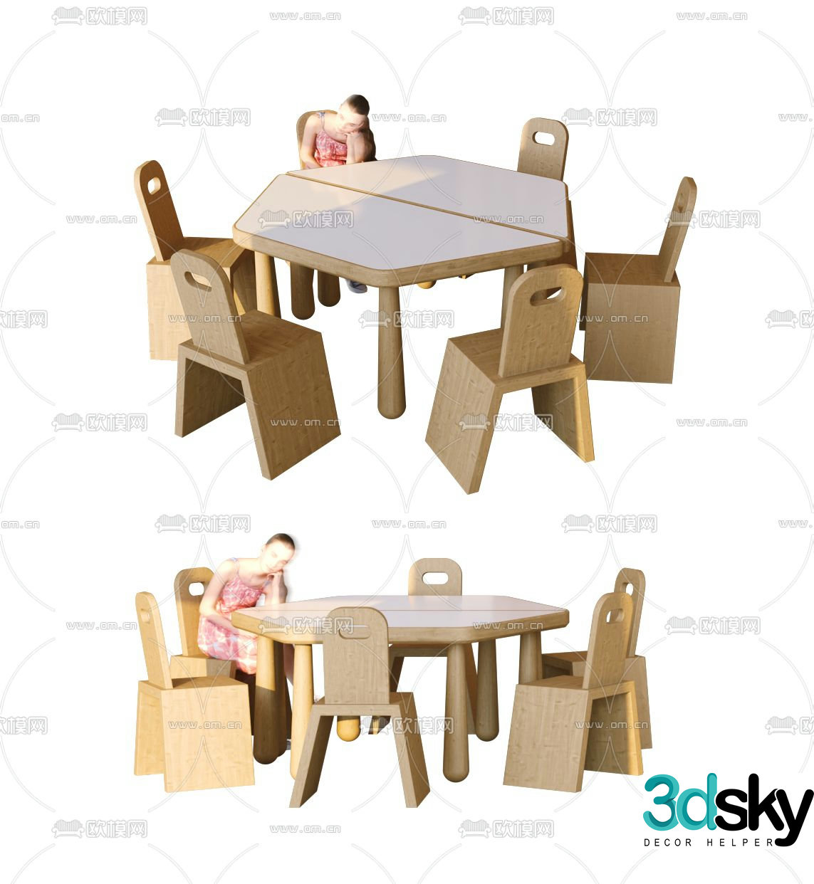 Children’s tables and chairs game tables and chairs 3d model