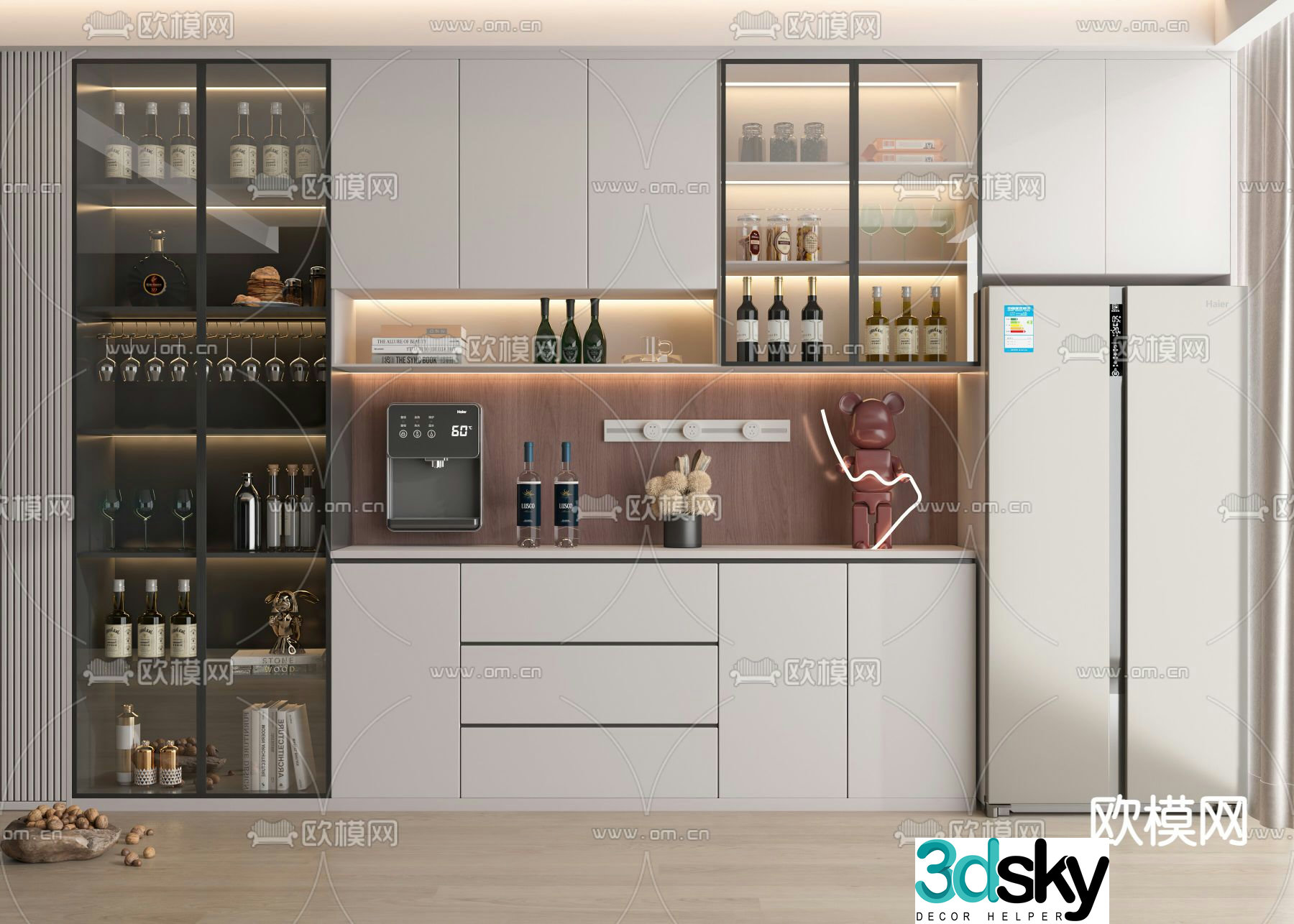 Modern wine cabinet sideboard 3d model