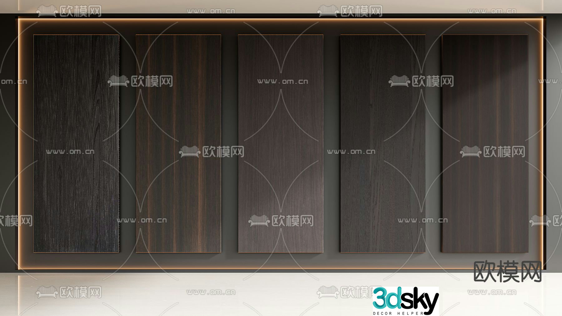 Wood grain board Wall panel Wood veneer 3D model