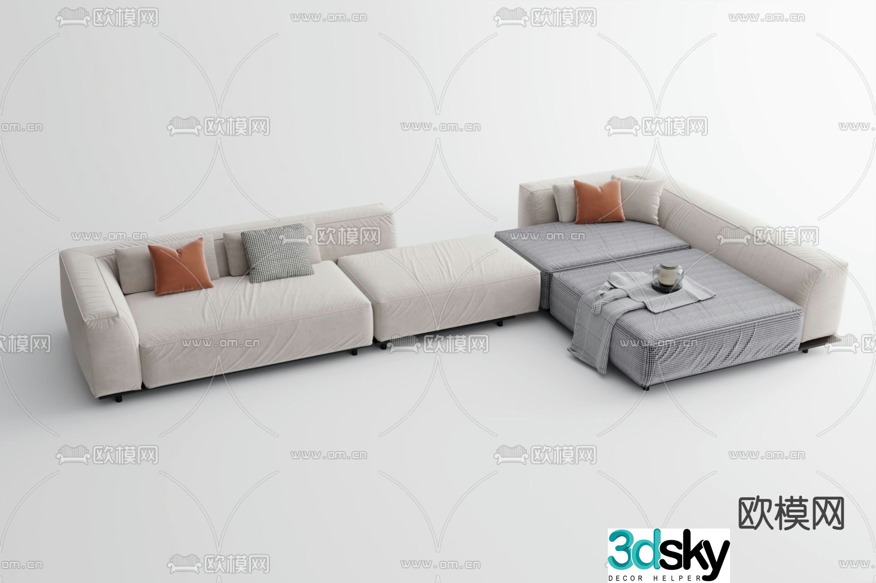 Multi-person sofa corner sofa 3d model