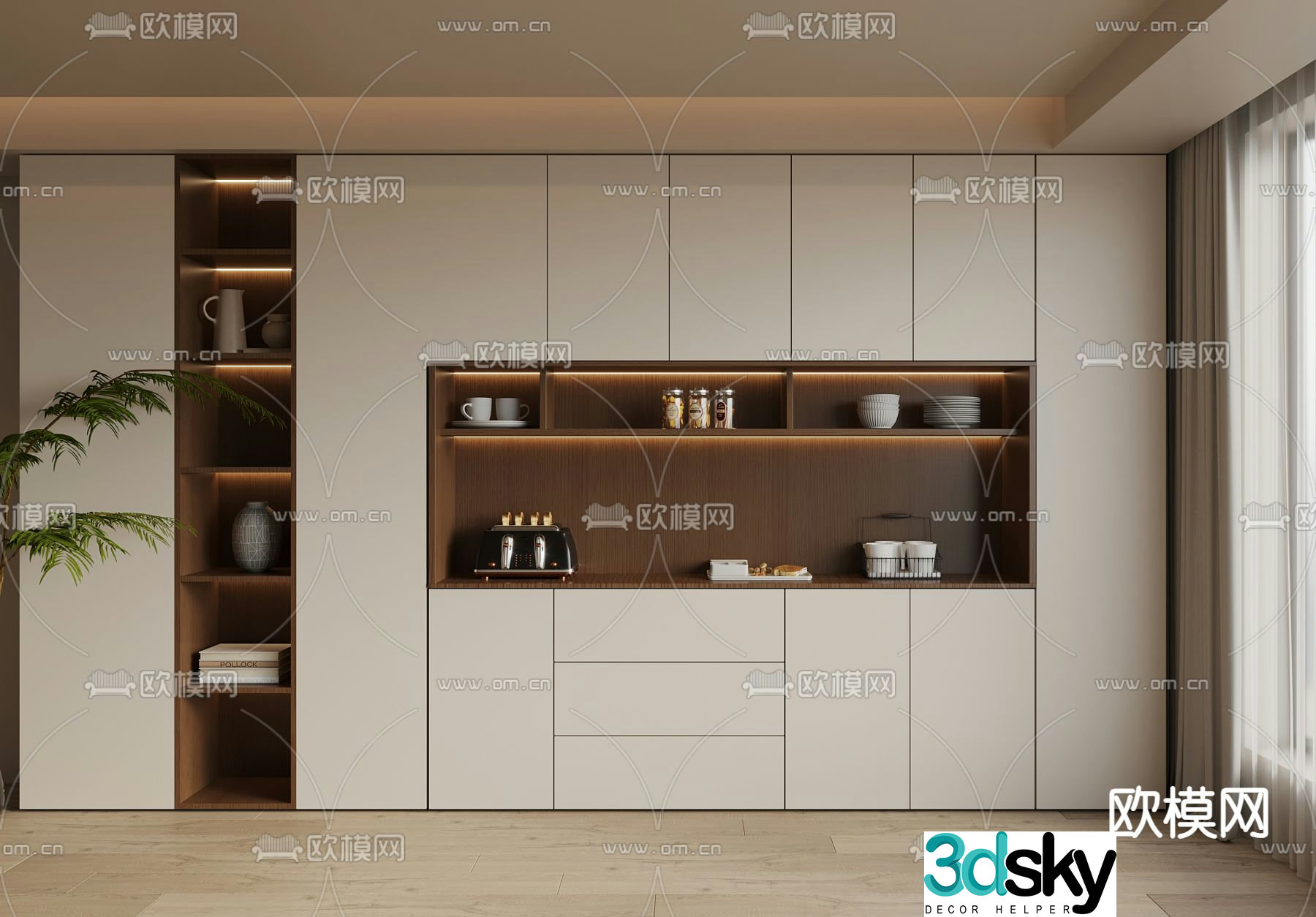 Middle-aged wine cabinet sideboard 3D model