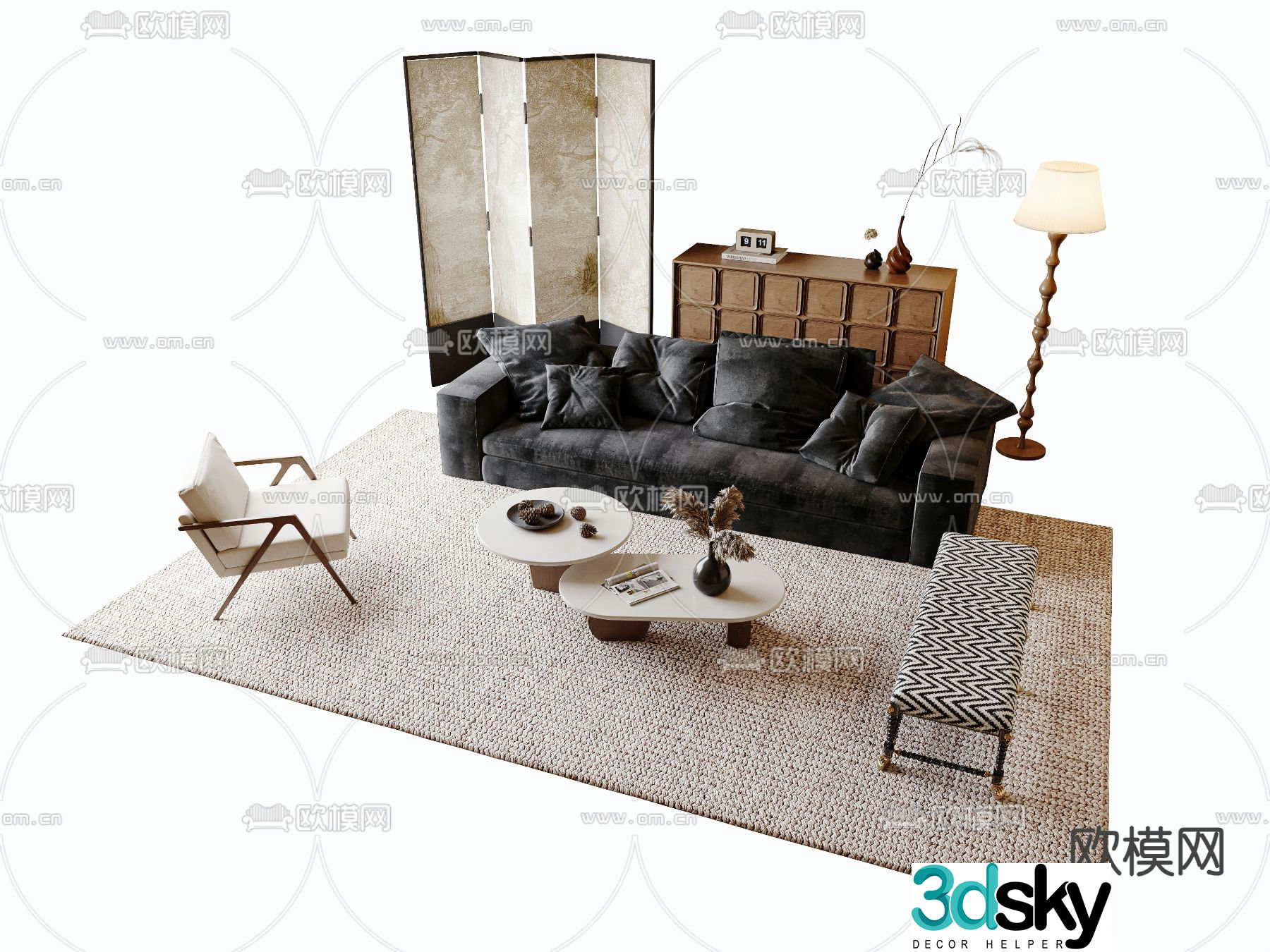 Medieval style sofa double sofa leisure sofa 3d model