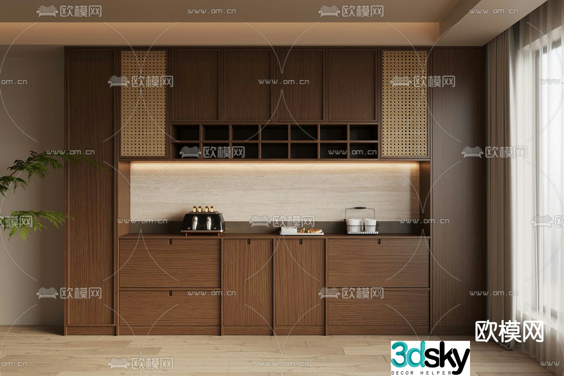 Medieval style wine cabinet and sideboard 3D model