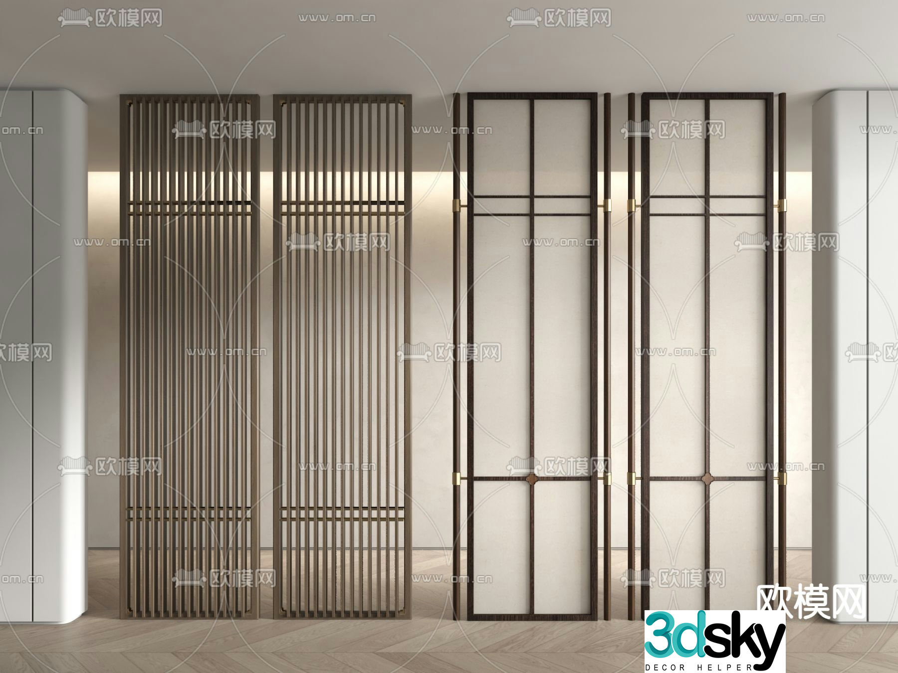 Screen partition glass screen hollow partition 3d model