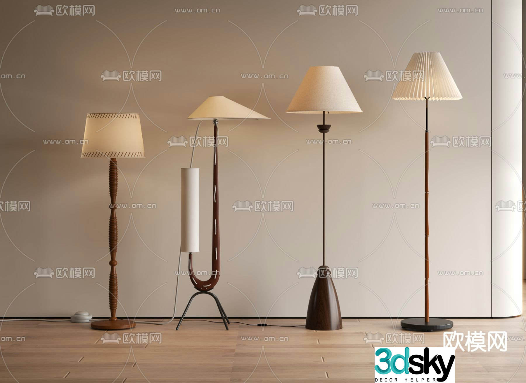 Medieval style floor lamp metal floor lamp 3d model