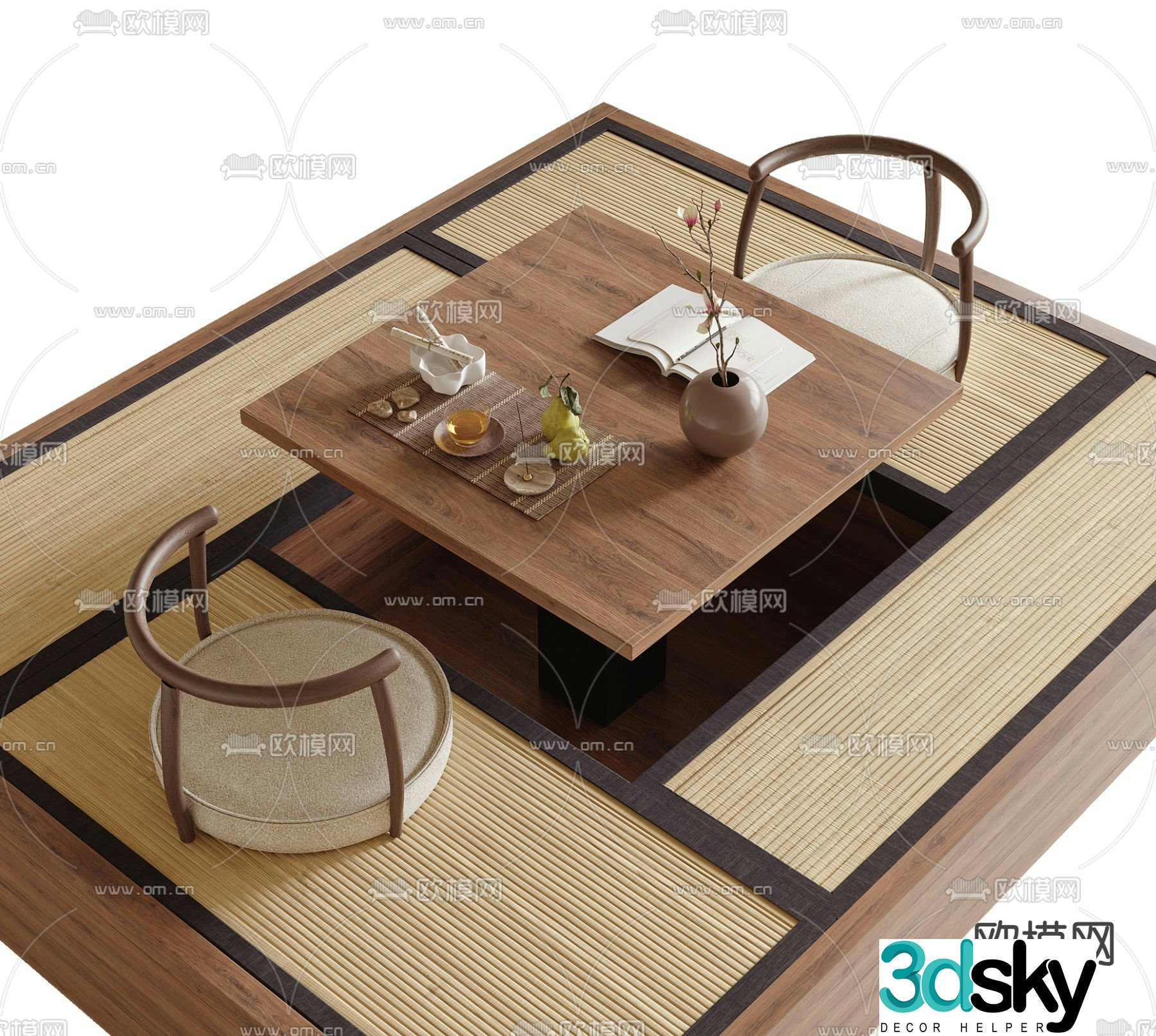 Japanese tatami tea table tea table 3D model