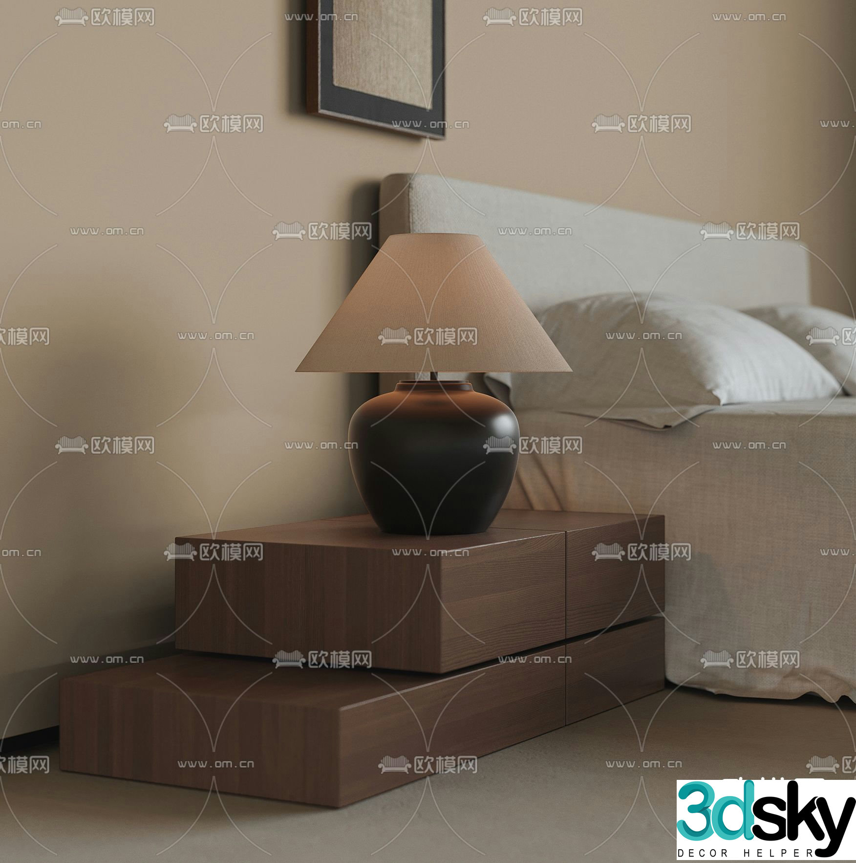 Medieval style bedside table 3d model