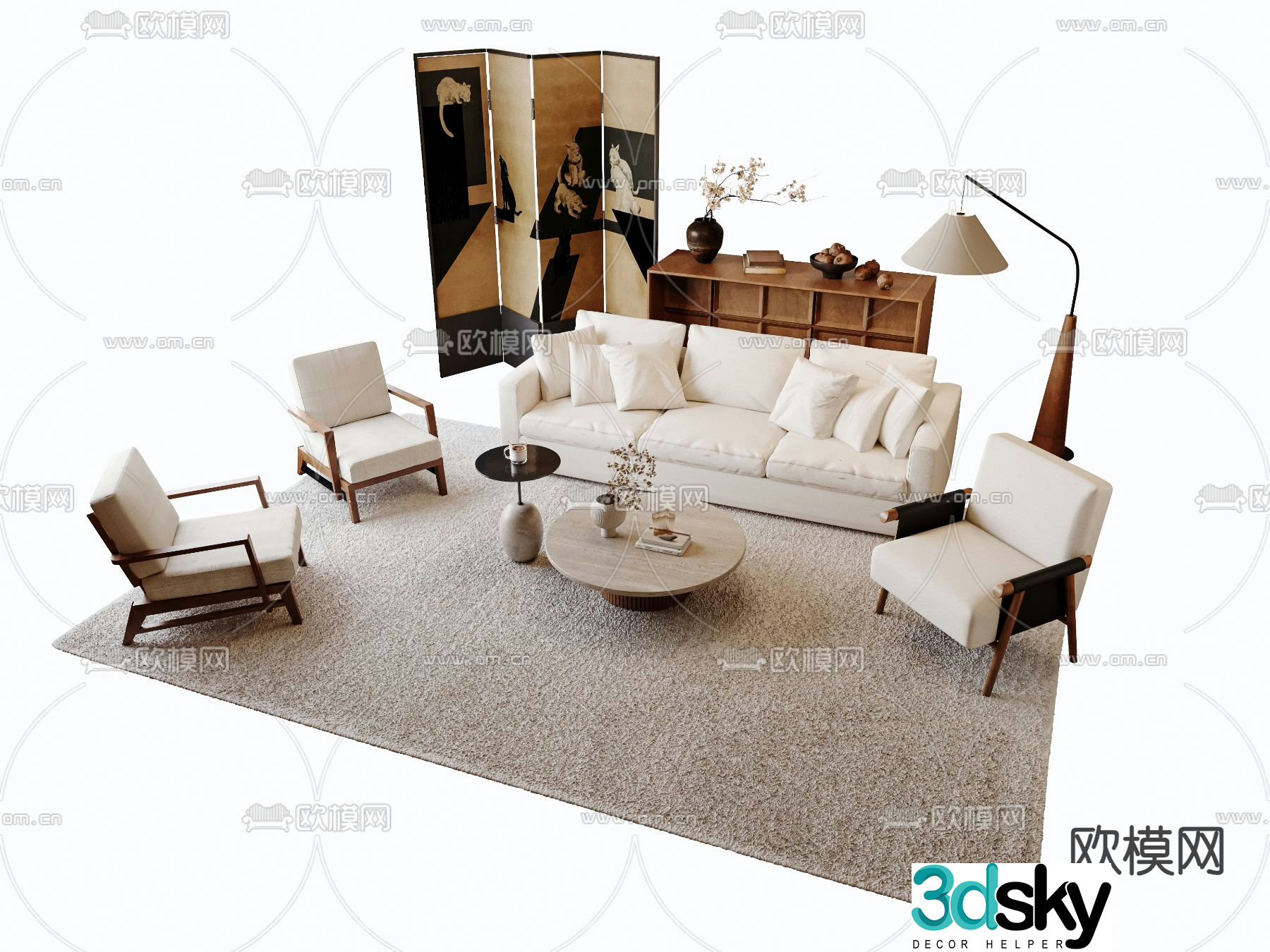 Medieval style modular sofa 3D model