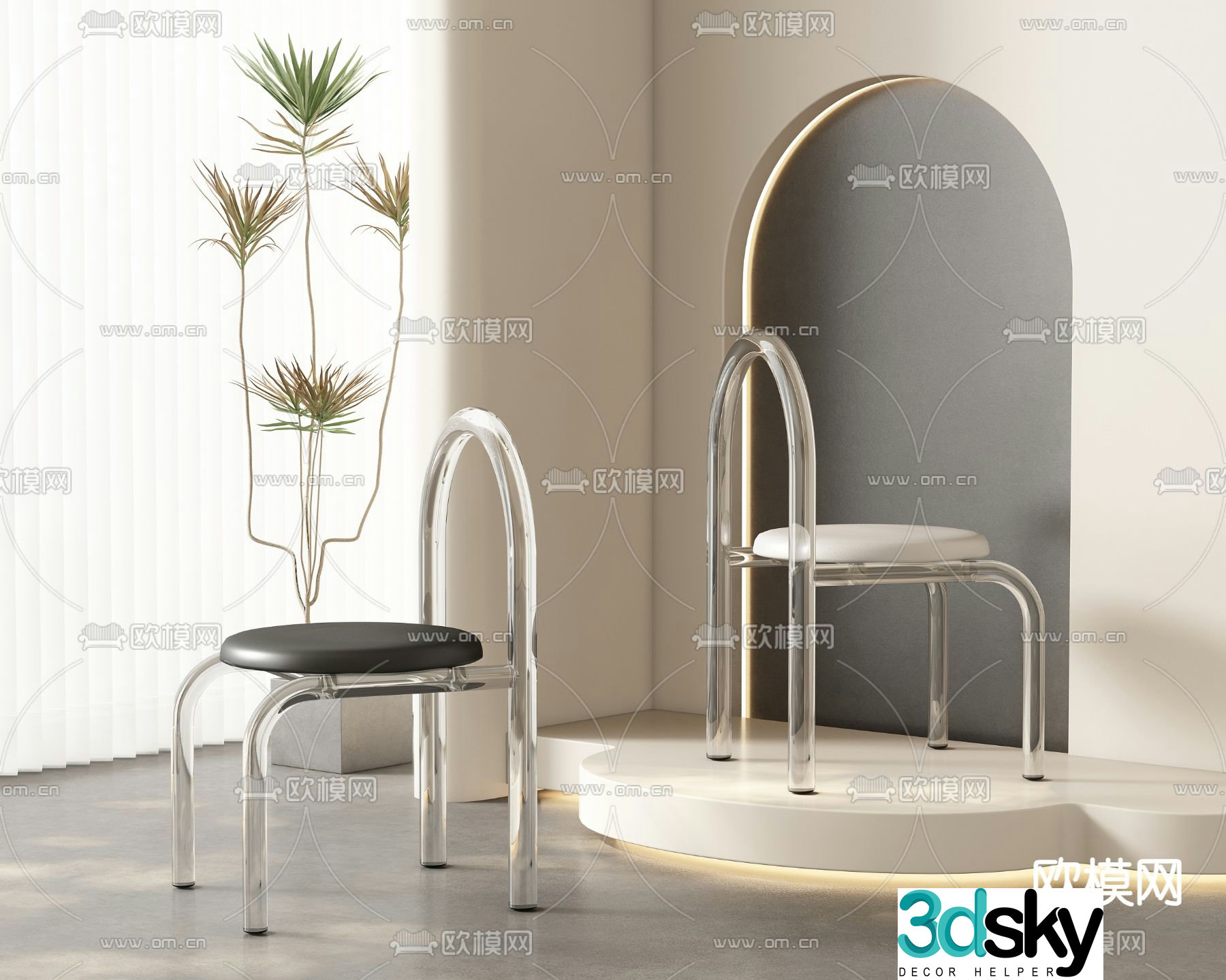 Acrylic chair dining chair 3d model