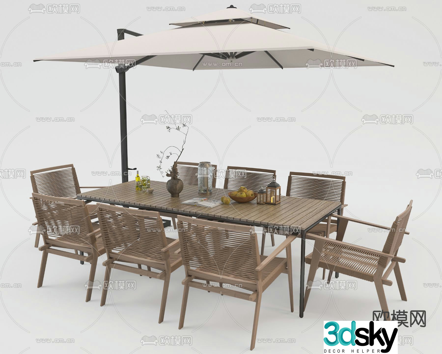 Outdoor tables and chairs parasols outdoor tables and chairs 3d model
