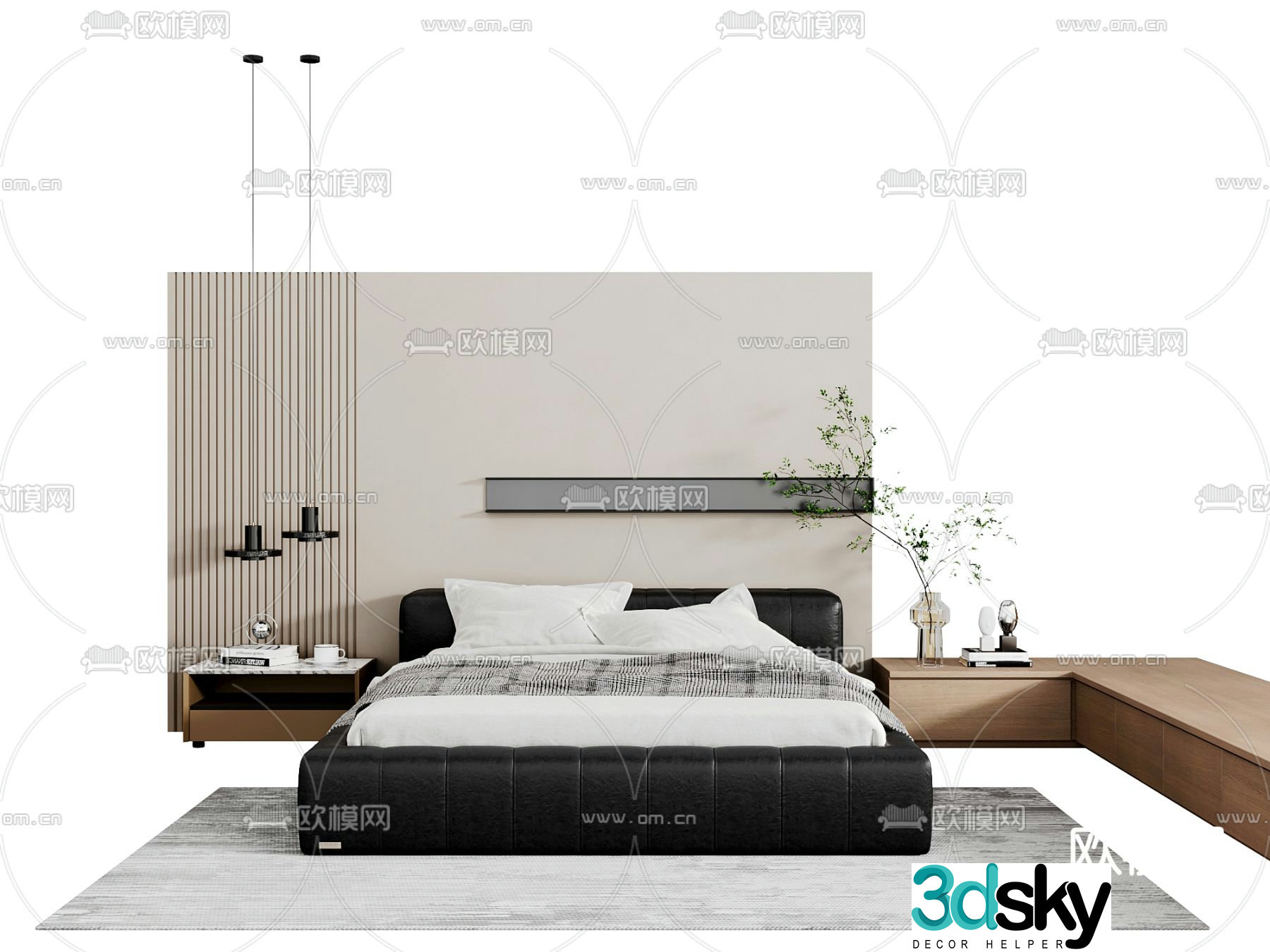 modern double bed 3d model