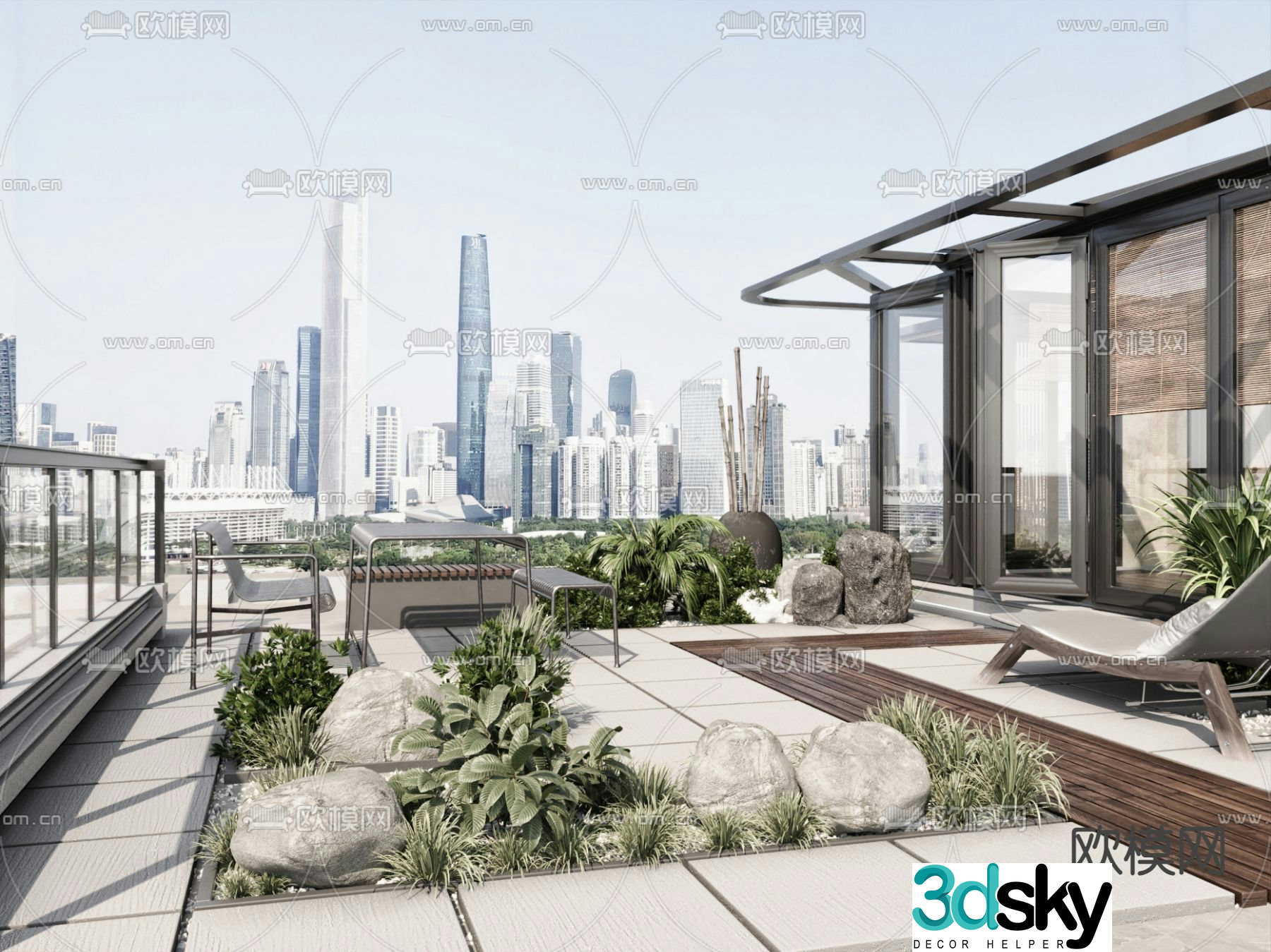 Roof Garden Courtyard Landscape 3d model